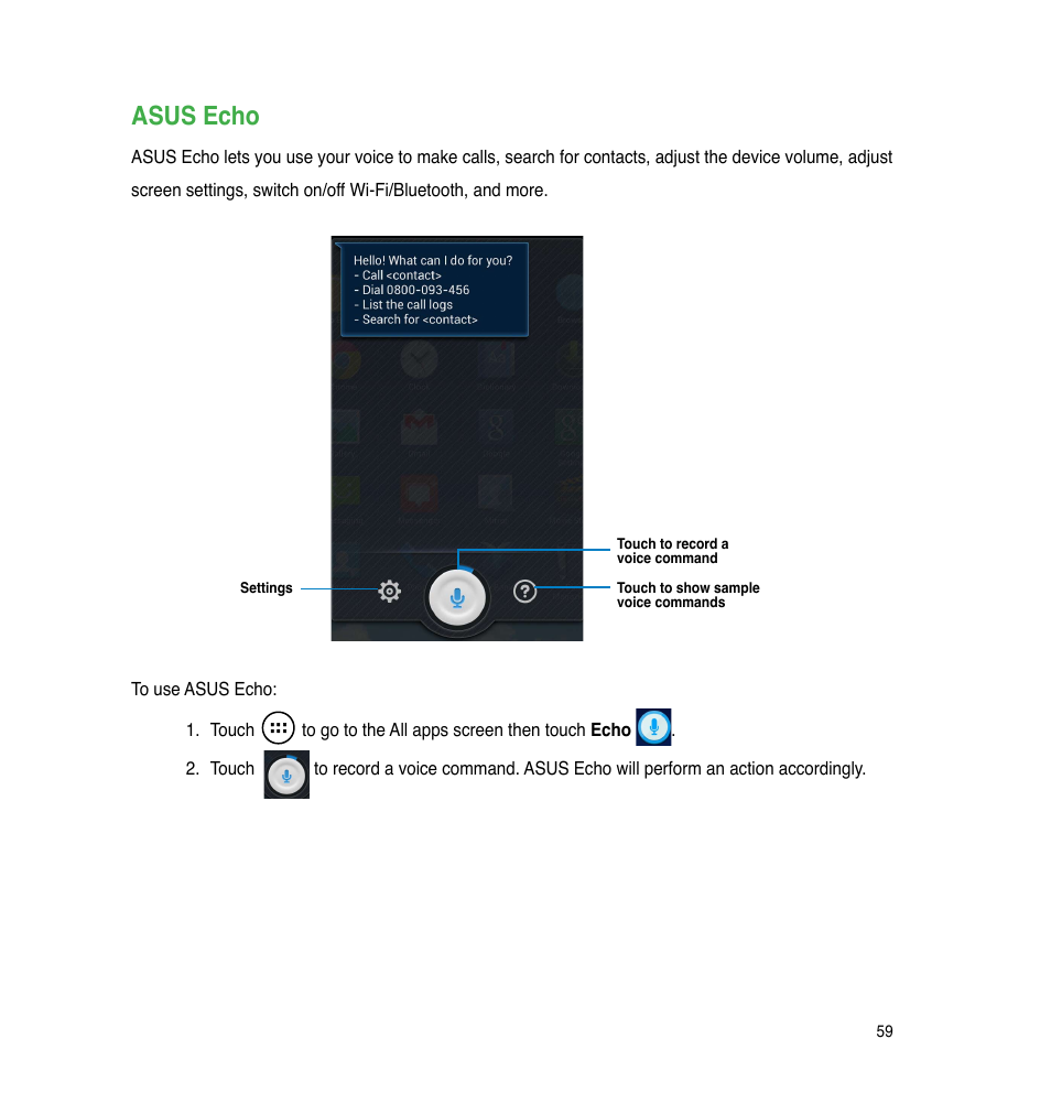 Asus echo | Asus The new PadFone Infinity User Manual | Page 59 / 69