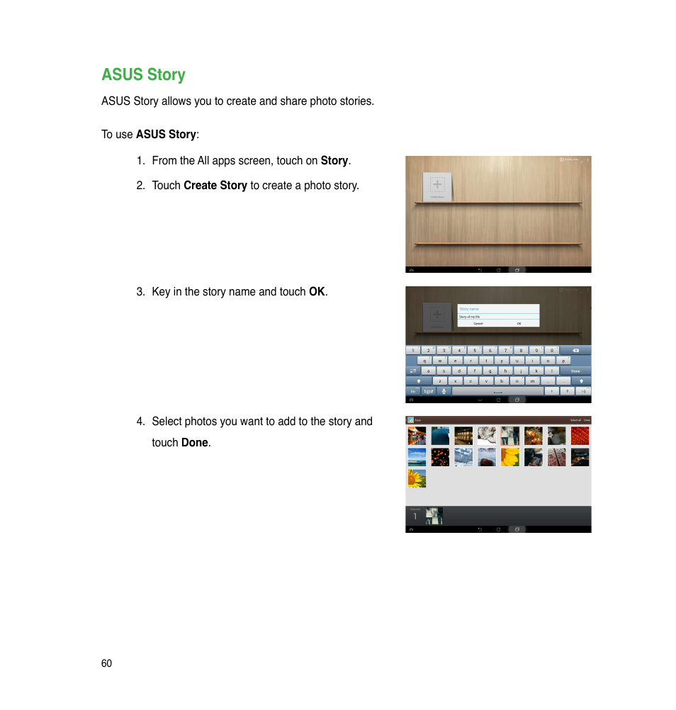 Asus story | Asus The new PadFone Infinity User Manual | Page 60 / 69