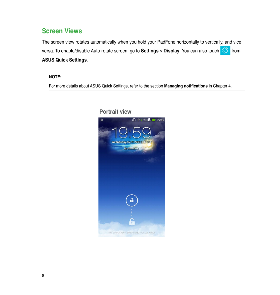 Screen views | Asus The new PadFone Infinity User Manual | Page 8 / 69