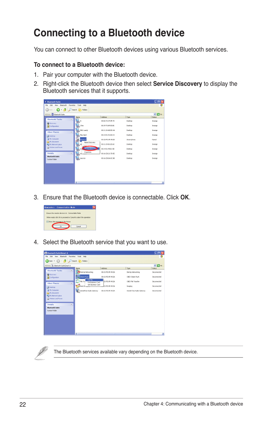 Connecting to a bluetooth device | Asus USB-BT211 User Manual | Page 27 / 40