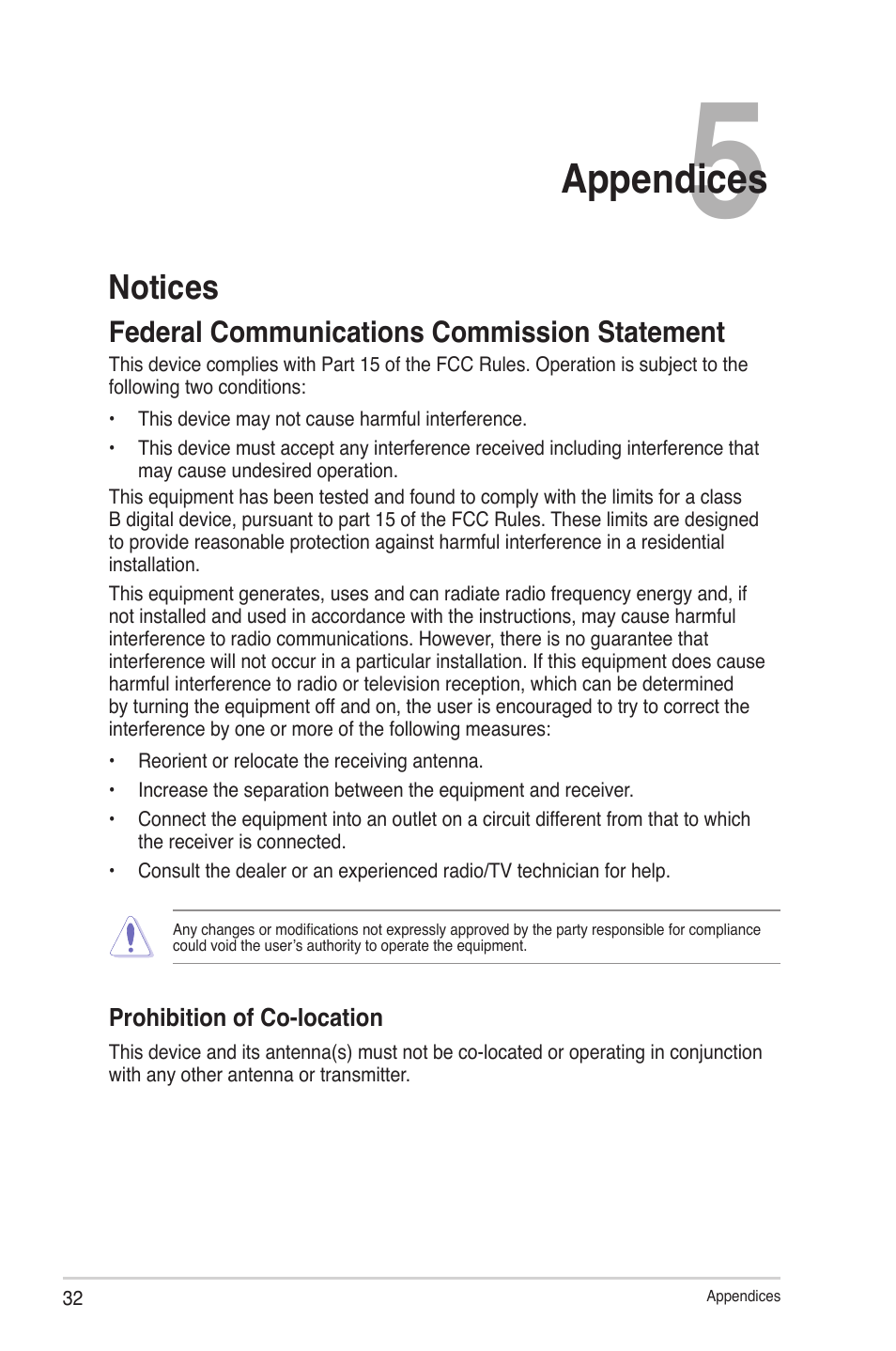 Chapter 5: appendices, Notices, Appendices | Asus USB-BT211 User Manual | Page 37 / 40