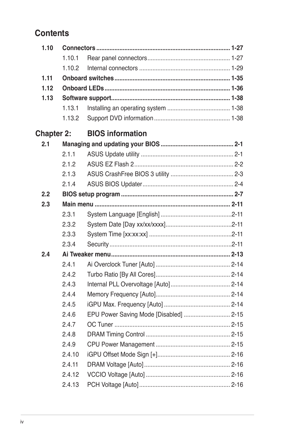 Asus P8Z68-V LX User Manual | Page 4 / 82