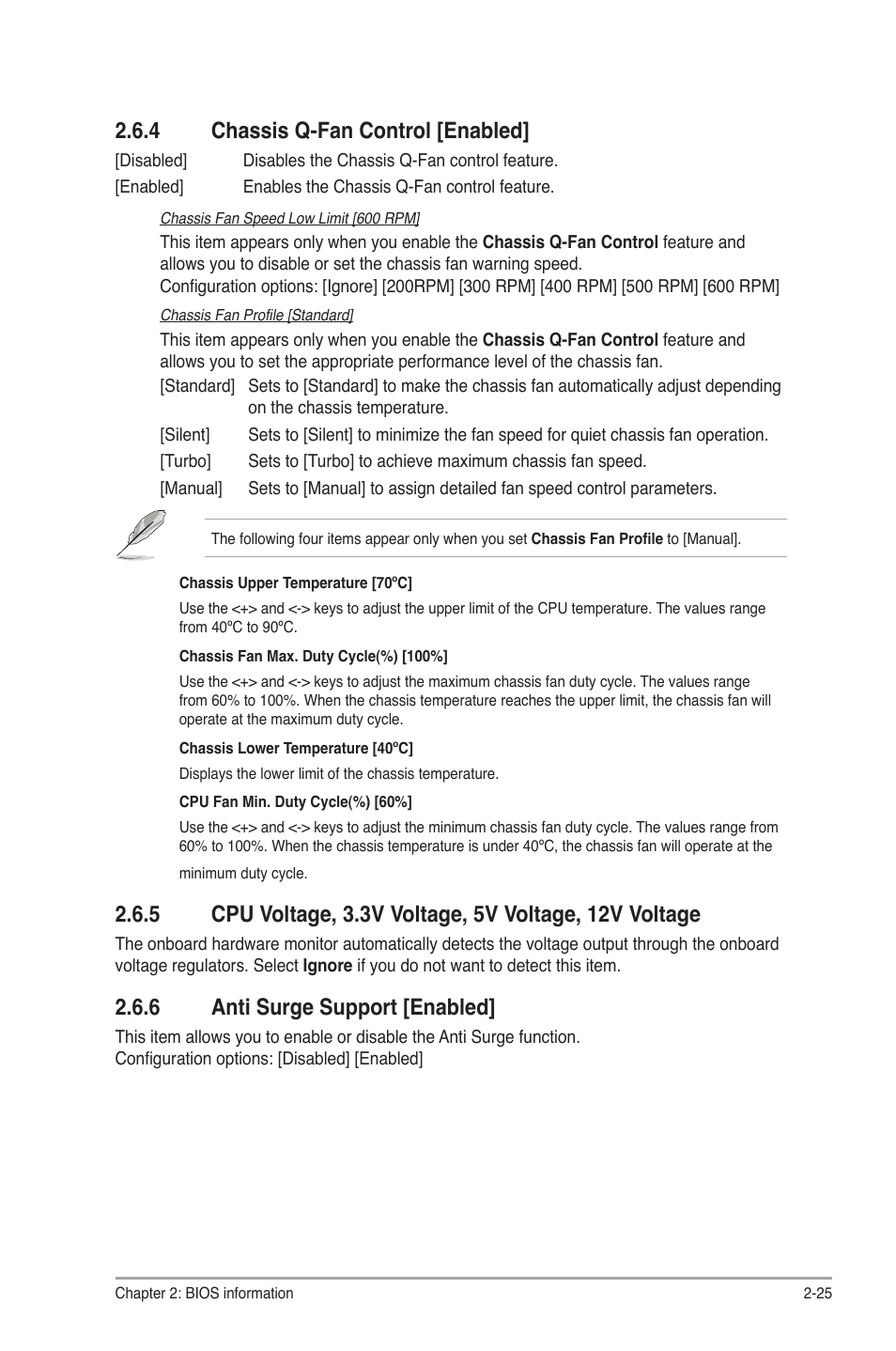 4 chassis q-fan control [enabled, 6 anti surge support [enabled, Chassis q-fan control [enabled] -25 | Anti surge support [enabled] -25 | Asus P8Z68-V LX User Manual | Page 75 / 82