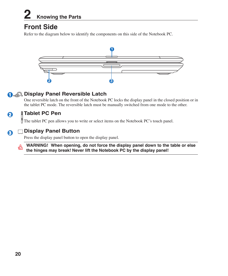 Front side | Asus R1F User Manual | Page 20 / 77