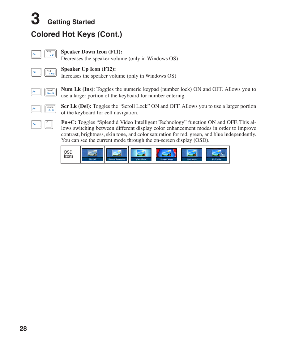 Colored hot keys (cont.) | Asus R1F User Manual | Page 28 / 77