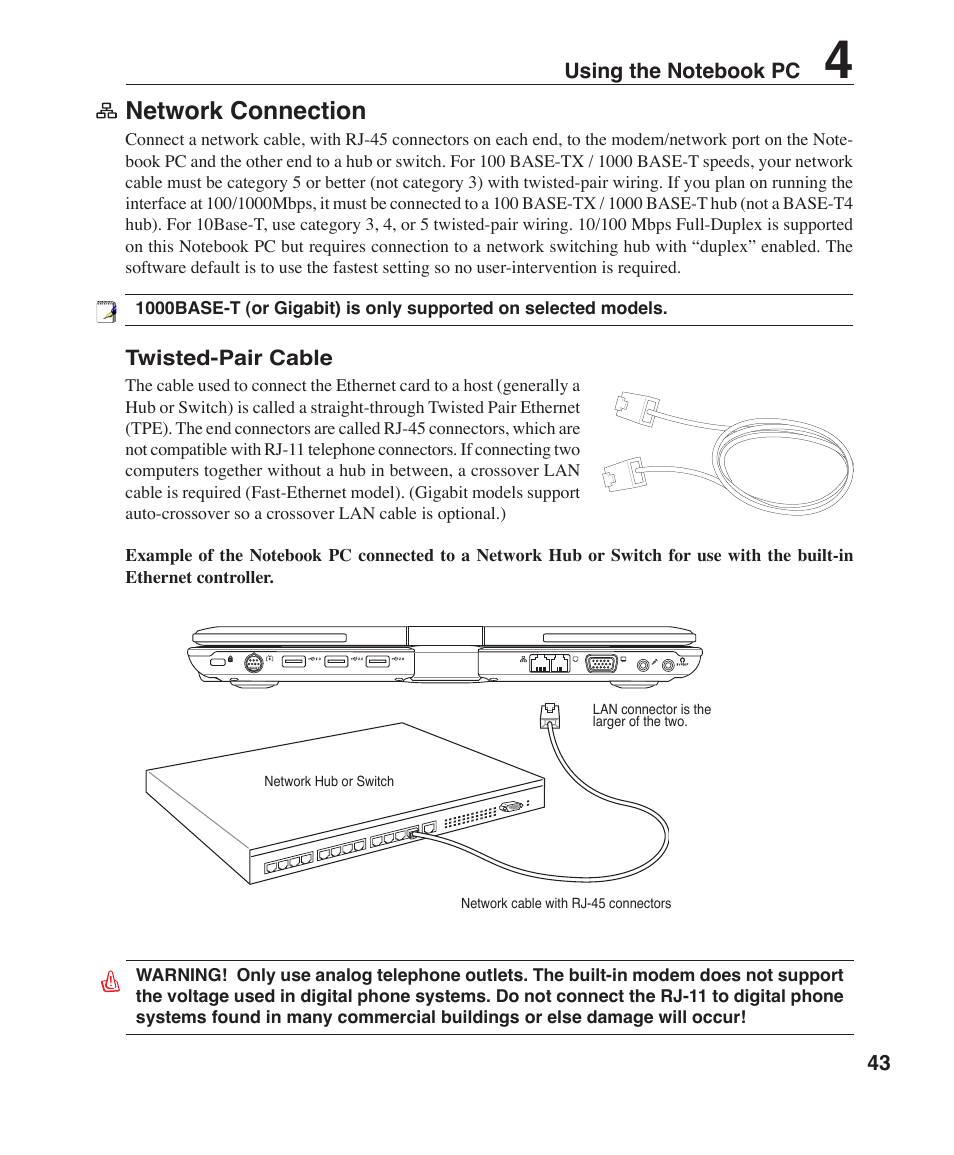 Network connection | Asus R1F User Manual | Page 43 / 77