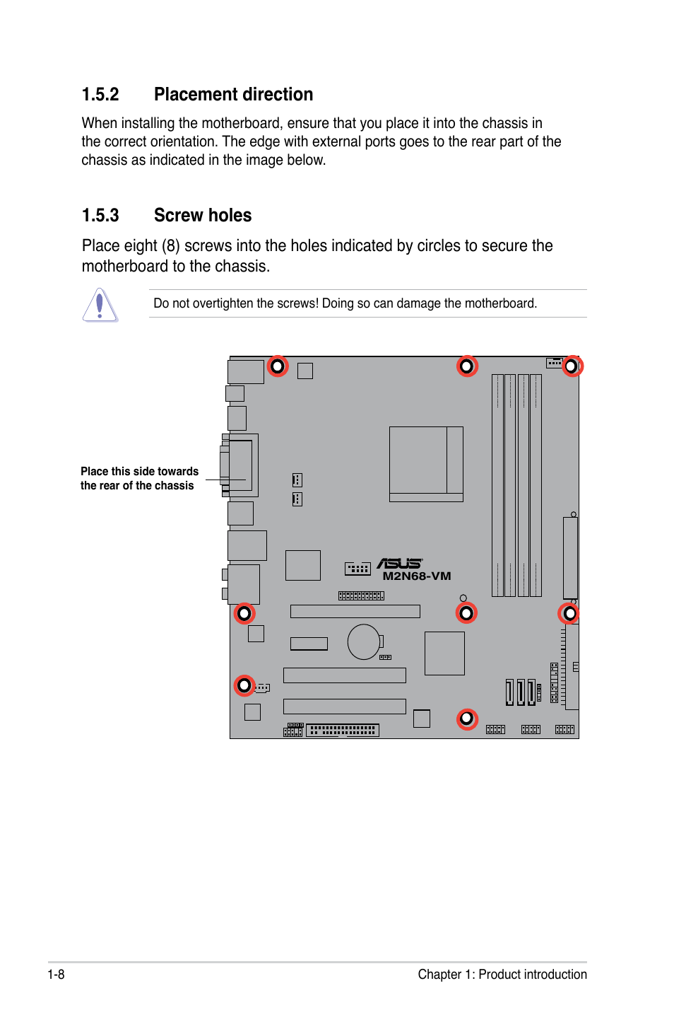 2 placement direction, 3 screw holes | Asus M2N68-VM User Manual | Page 20 / 106