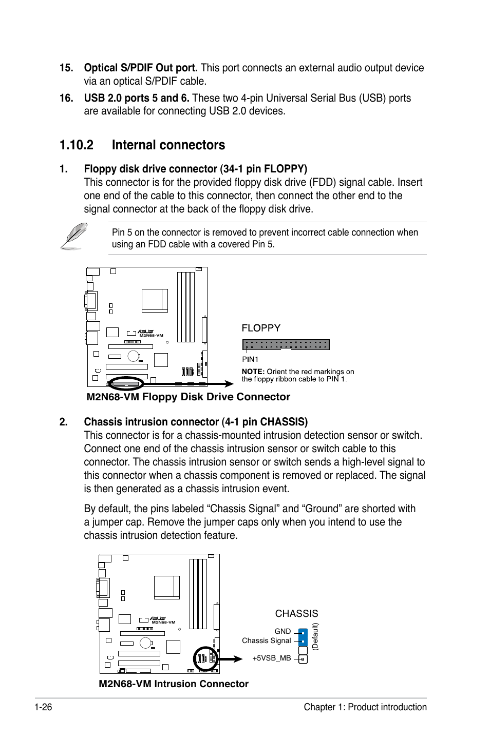 2 internal connectors | Asus M2N68-VM User Manual | Page 38 / 106