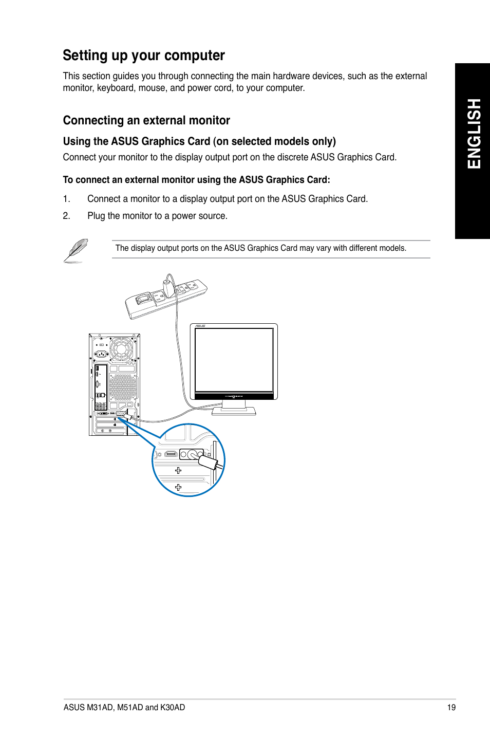 Setting up your computer, En gl is h en gl is h | Asus M51AD User Manual | Page 19 / 85