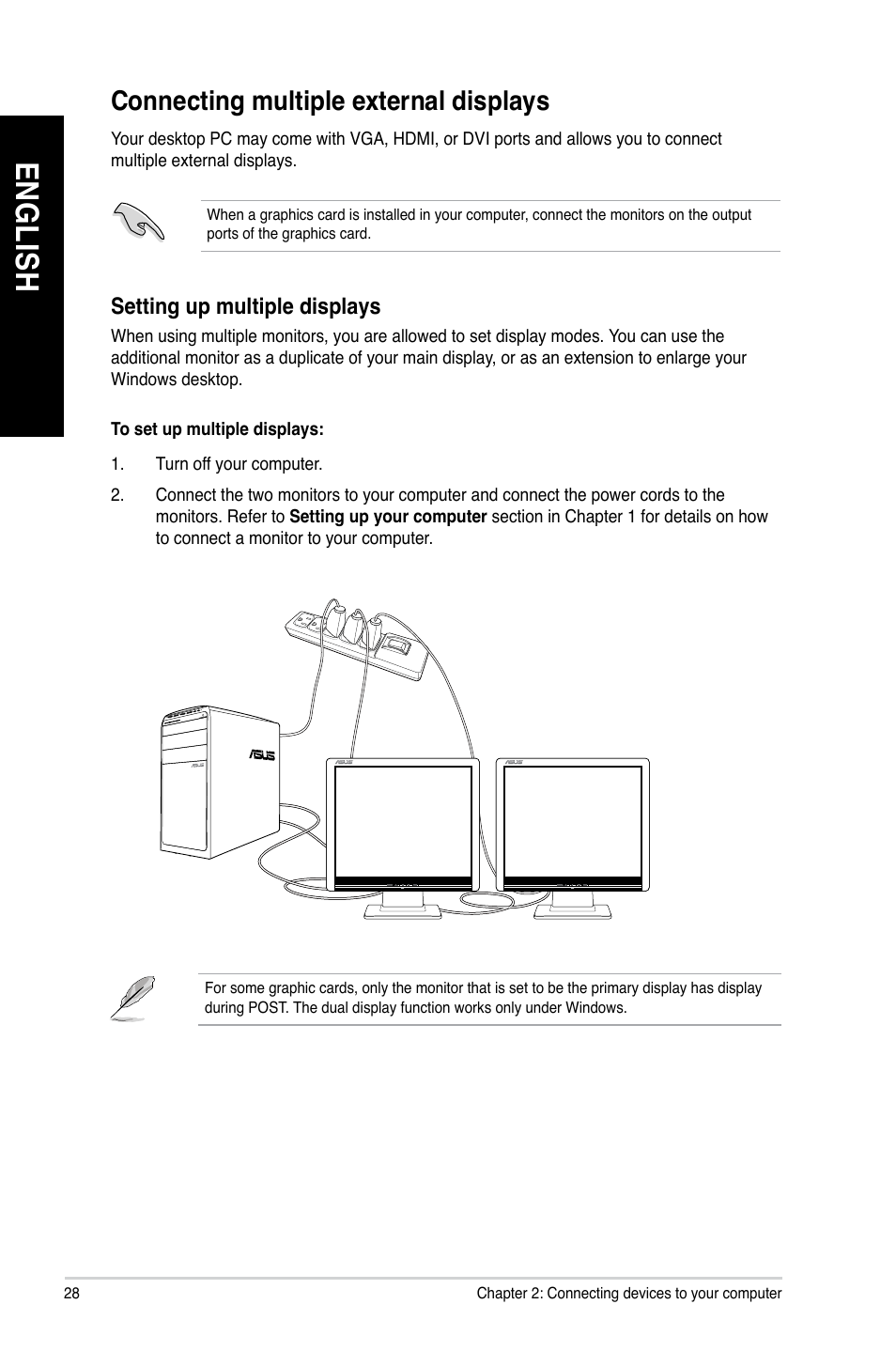 Connecting multiple external displays, En gl is h en gl is h en gl is h en gl is h | Asus M51AD User Manual | Page 28 / 85