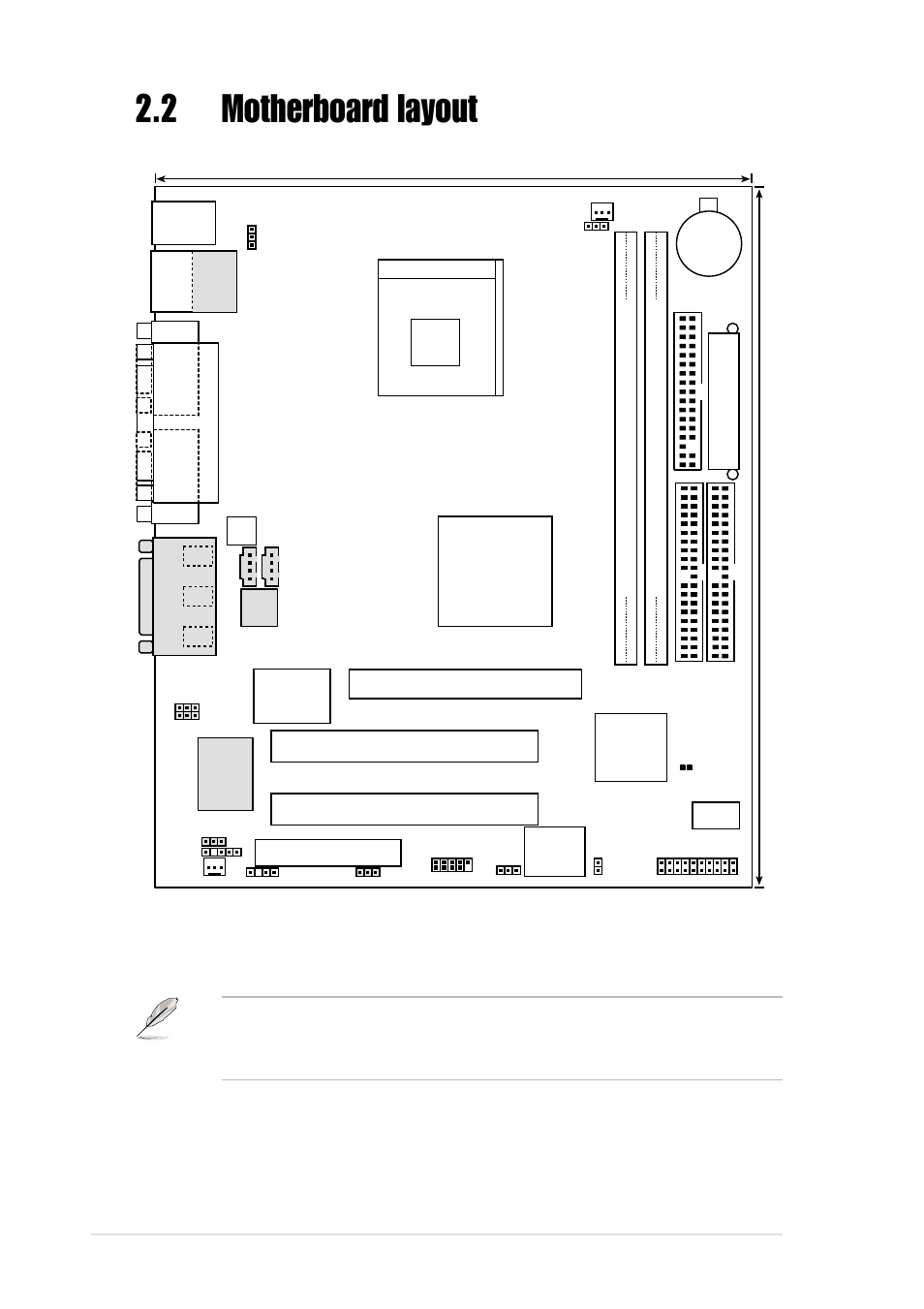 2 motherboard layout, 2 chapter 2: hardware information, Figure 2-2 motherboard layout | Pci1, Pci2, P 4 b - f x, Intel 845, Super i/o | Asus P4B-FX User Manual | Page 22 / 112