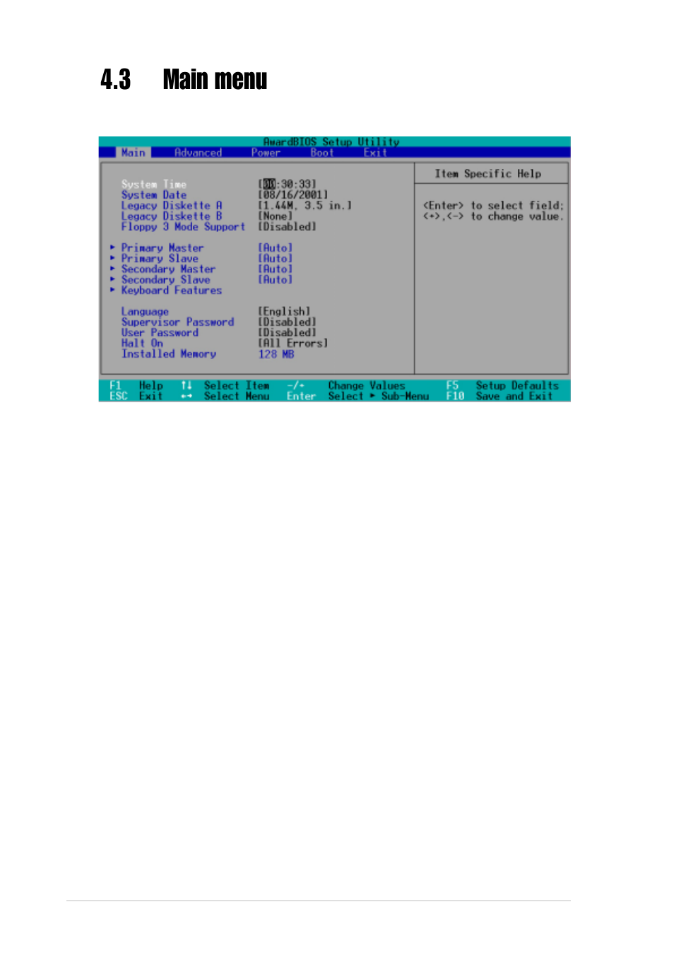 3 main menu | Asus P4B-FX User Manual | Page 62 / 112