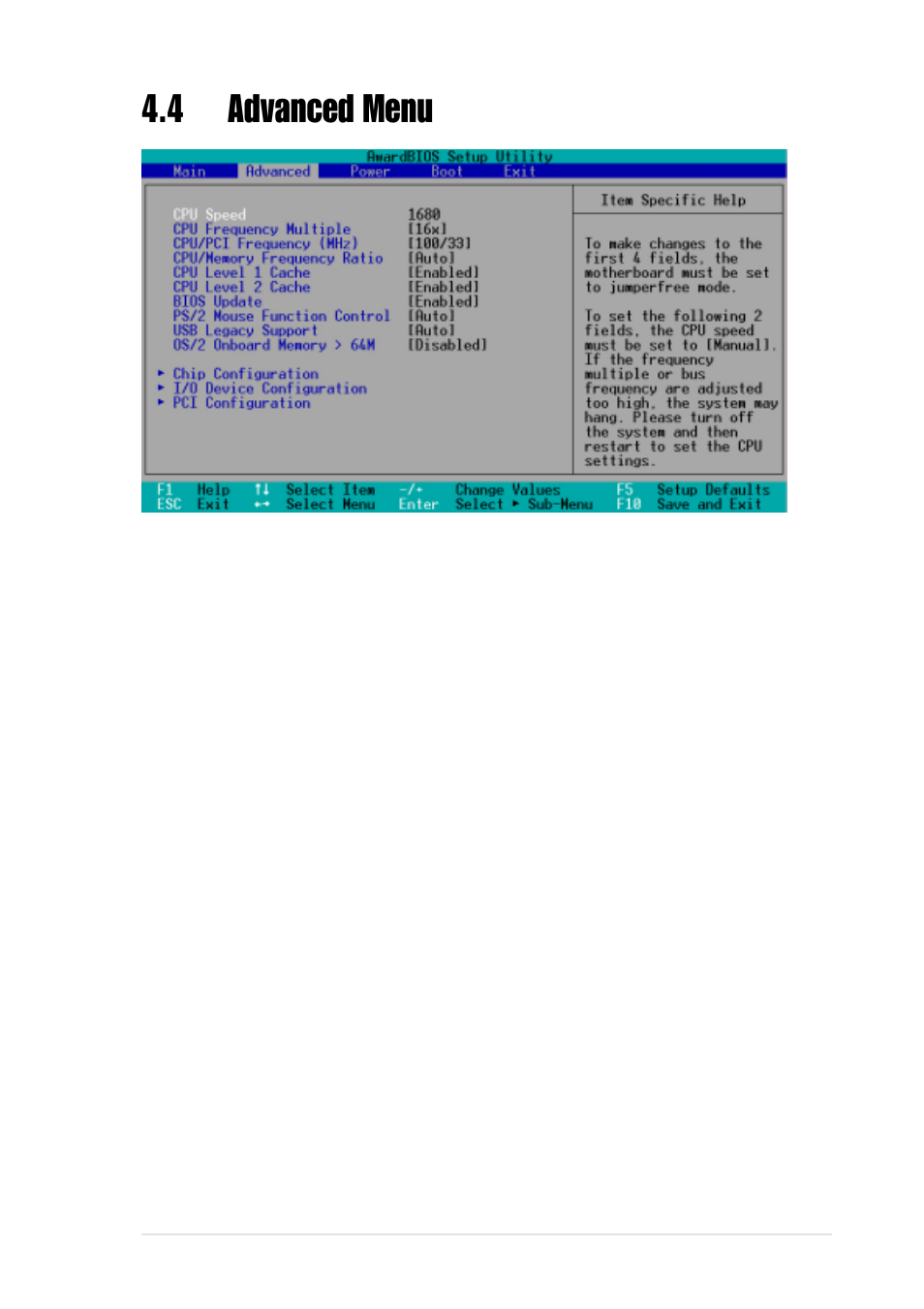4 advanced menu | Asus P4B-FX User Manual | Page 69 / 112