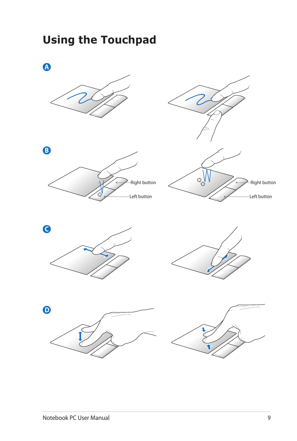 Using the touchpad | Asus G73Jw User Manual | Page 9 / 32