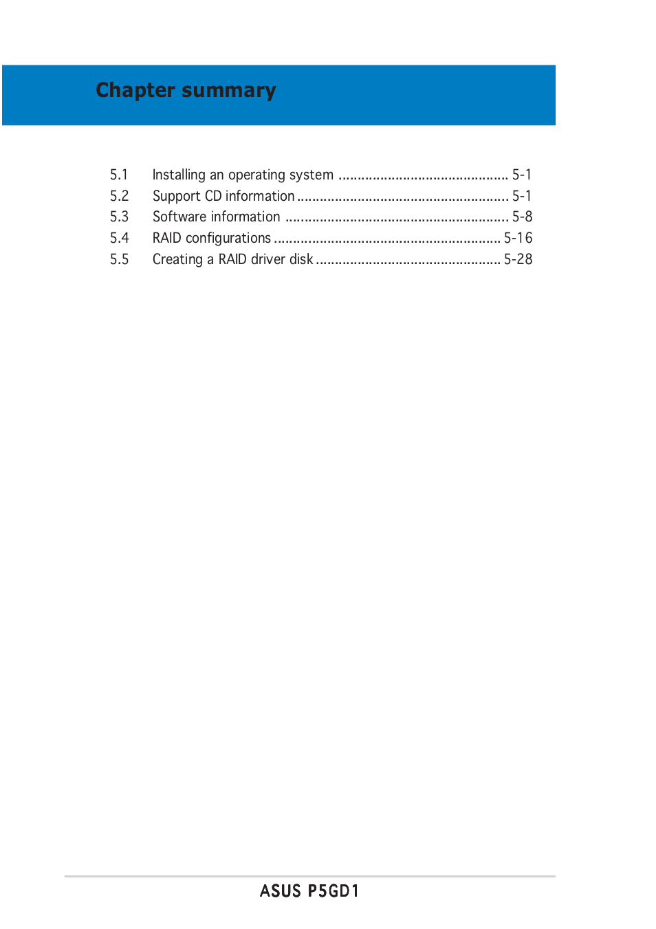 Chapter summary | Asus P5GD1 User Manual | Page 100 / 128