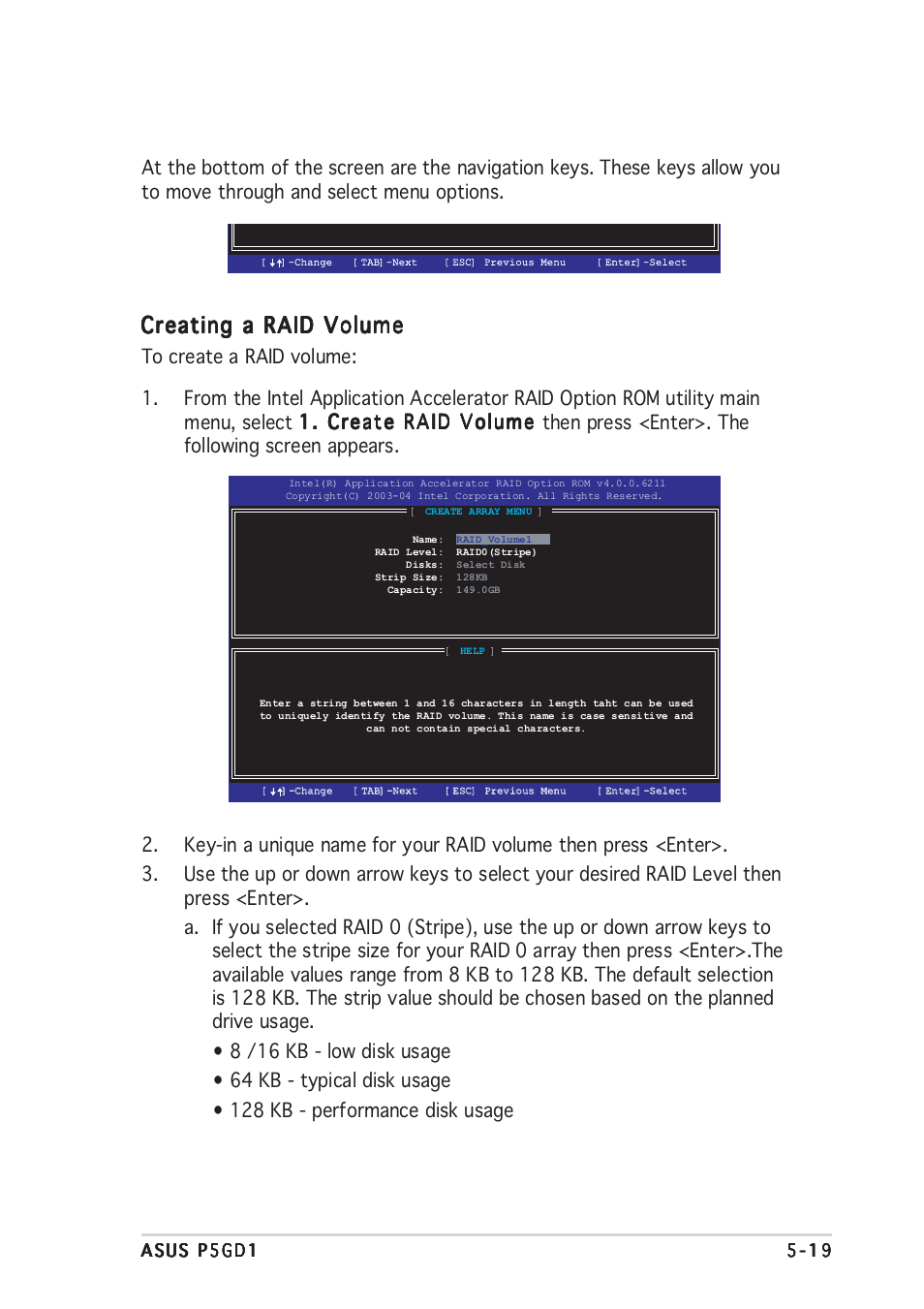 Creating a raid volume | Asus P5GD1 User Manual | Page 119 / 128