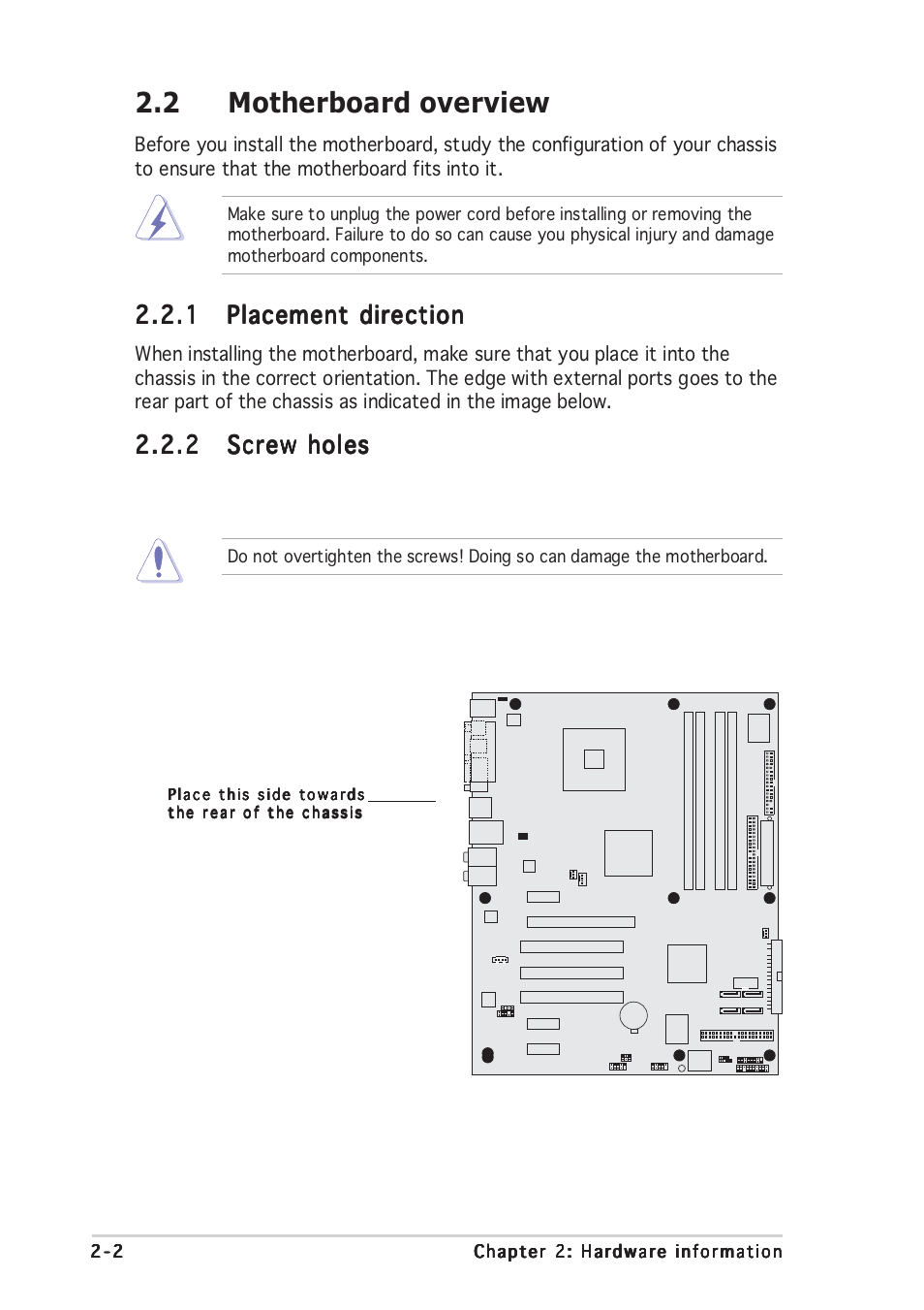 2 motherboard overview | Asus P5GD1 User Manual | Page 22 / 128