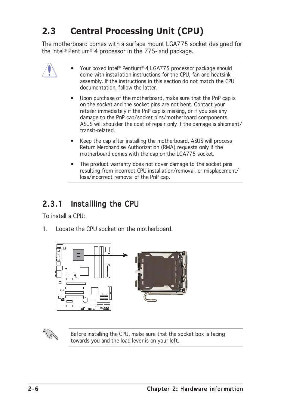 3 central processing unit (cpu) | Asus P5GD1 User Manual | Page 26 / 128