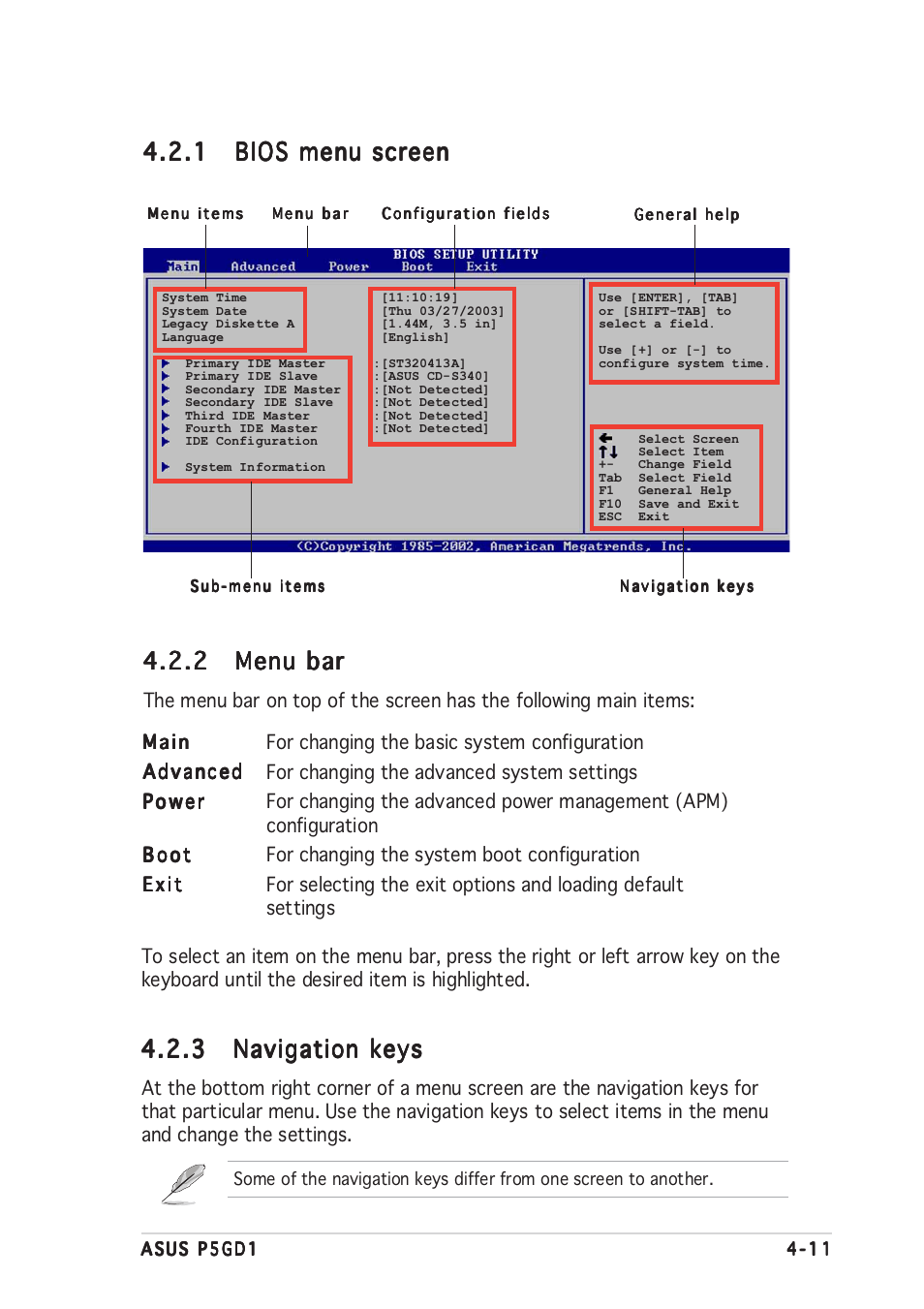 2 menu bar menu bar menu bar menu bar menu bar | Asus P5GD1 User Manual | Page 69 / 128