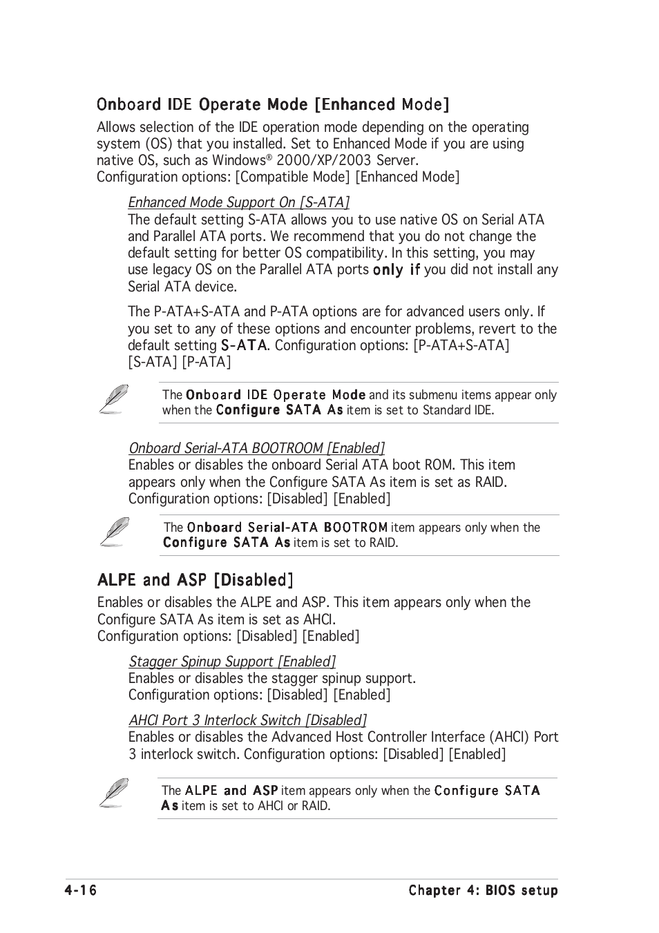 Alpe and asp [disabled, Onboard ide operate mode [enhanced mode | Asus P5GD1 User Manual | Page 74 / 128