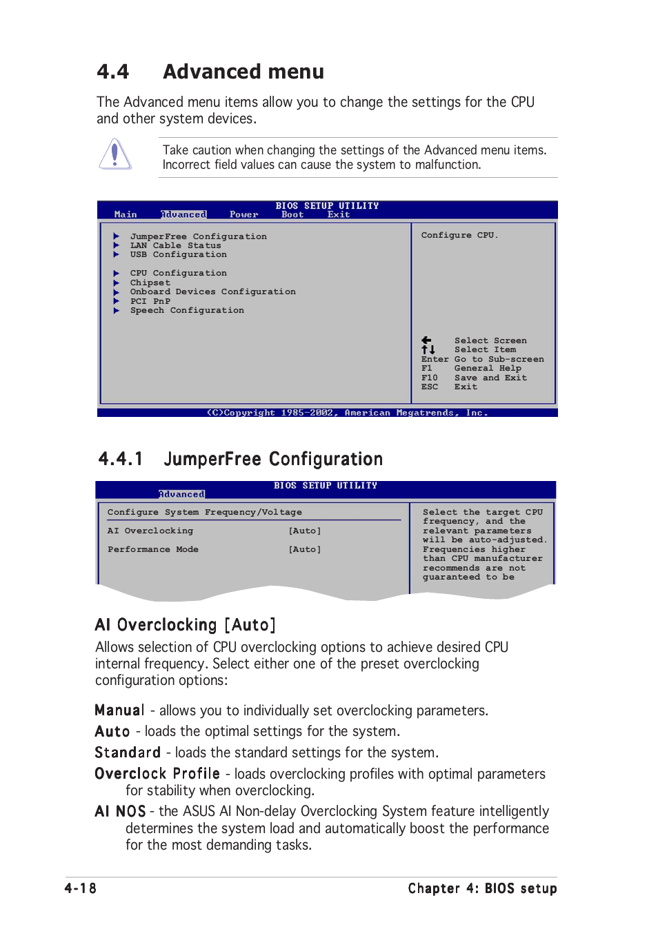 4 advanced menu | Asus P5GD1 User Manual | Page 76 / 128