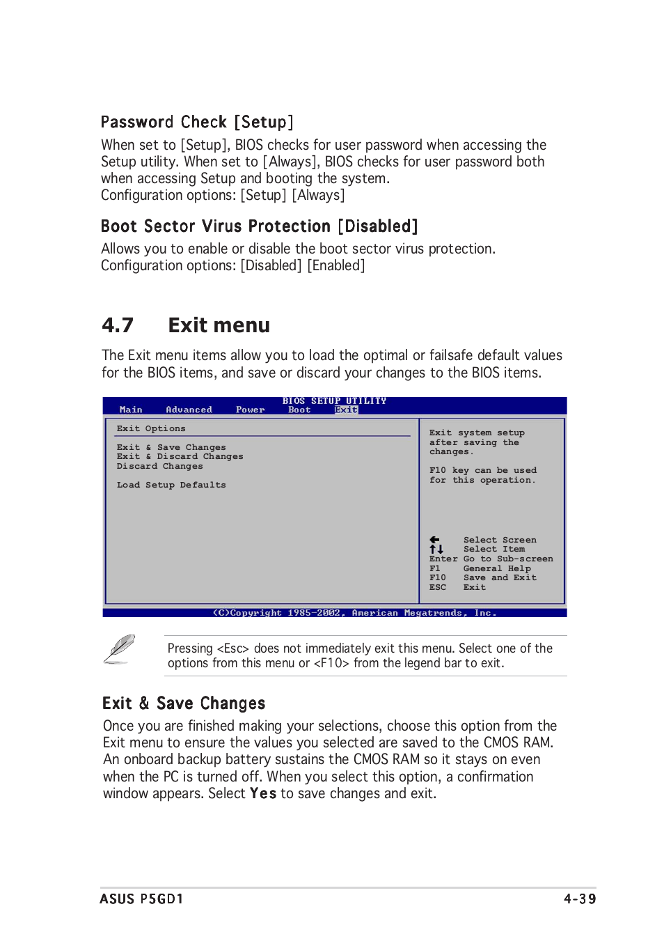 7 exit menu | Asus P5GD1 User Manual | Page 97 / 128