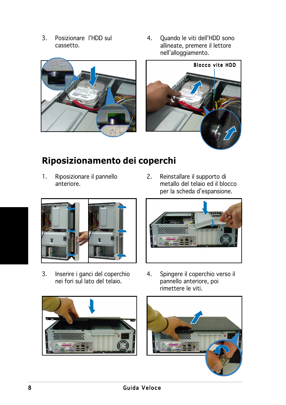 Riposizionamento dei coperchi, Italiano | Asus P3-PH4 User Manual | Page 32 / 80