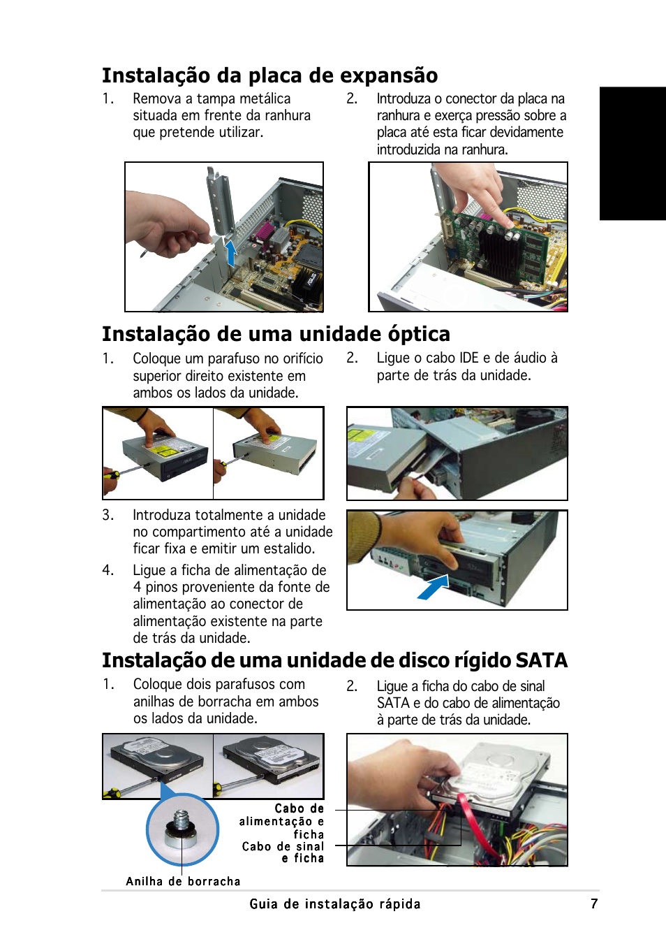 Instalação de uma unidade de disco rígido sata, Portugu ê s | Asus P3-PH4 User Manual | Page 55 / 80