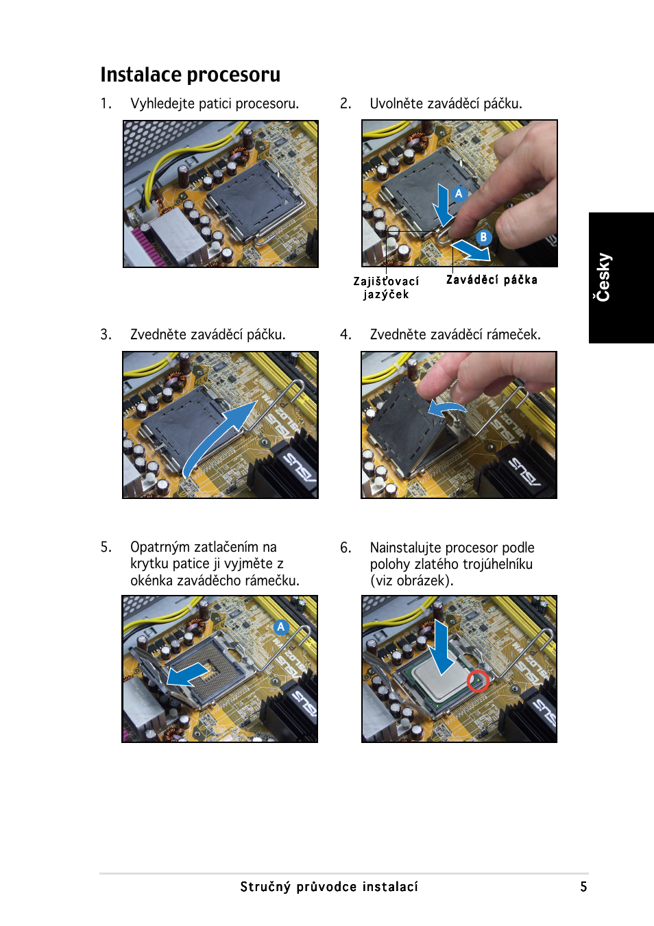 Instalace procesoru, Česky | Asus P3-PH4 User Manual | Page 61 / 80