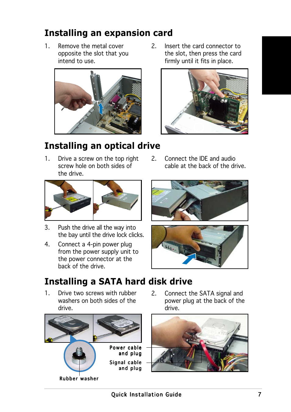 Installing a sata hard disk drive | Asus P3-PH4 User Manual | Page 7 / 80