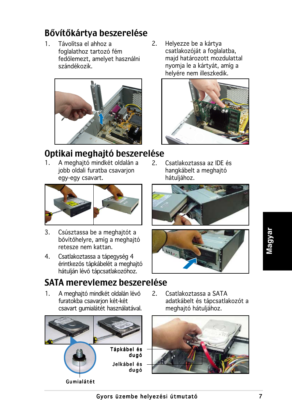 Sata merevlemez beszerelése, Magyar | Asus P3-PH4 User Manual | Page 79 / 80