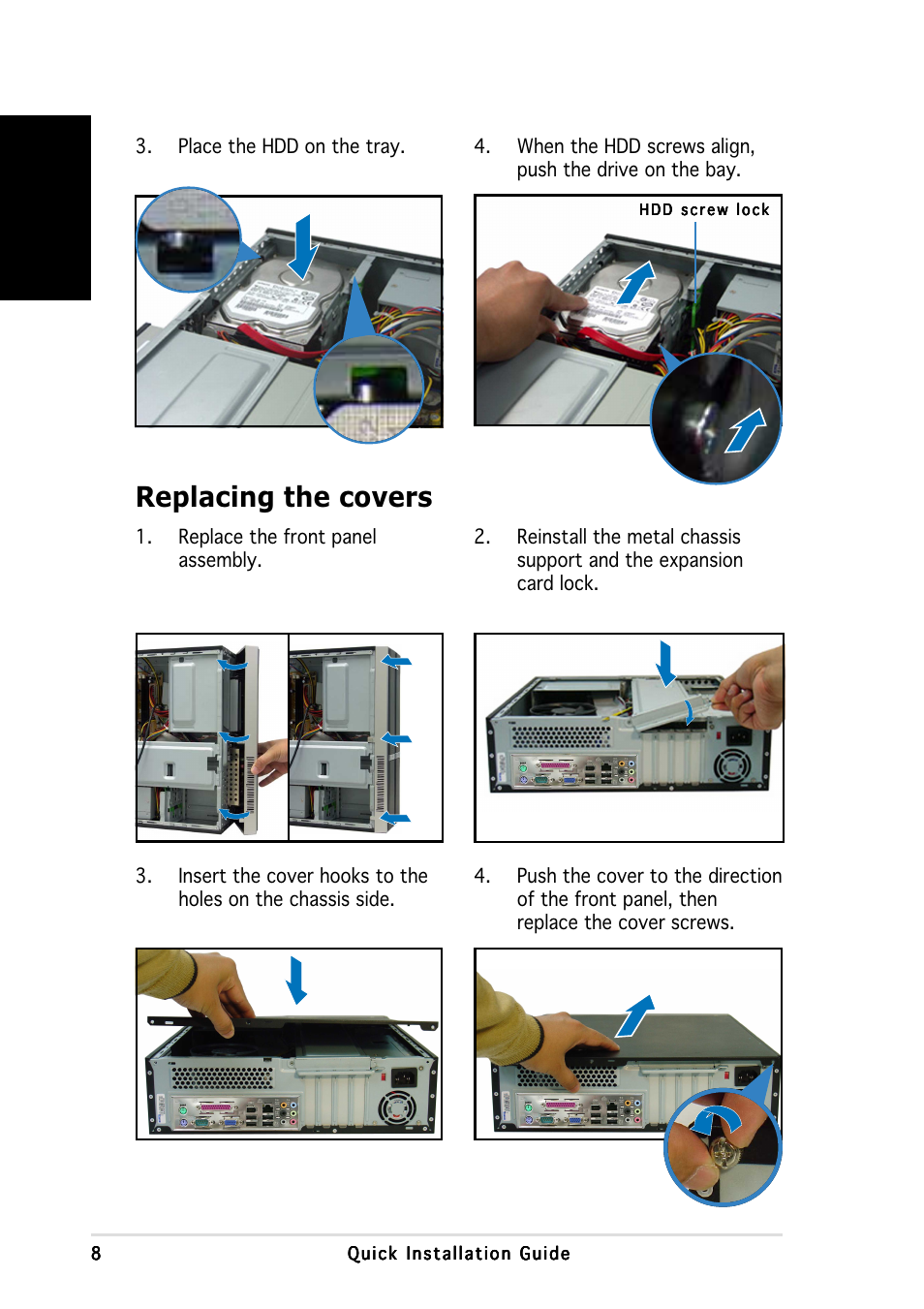 Replacing the covers | Asus P3-PH4 User Manual | Page 8 / 80