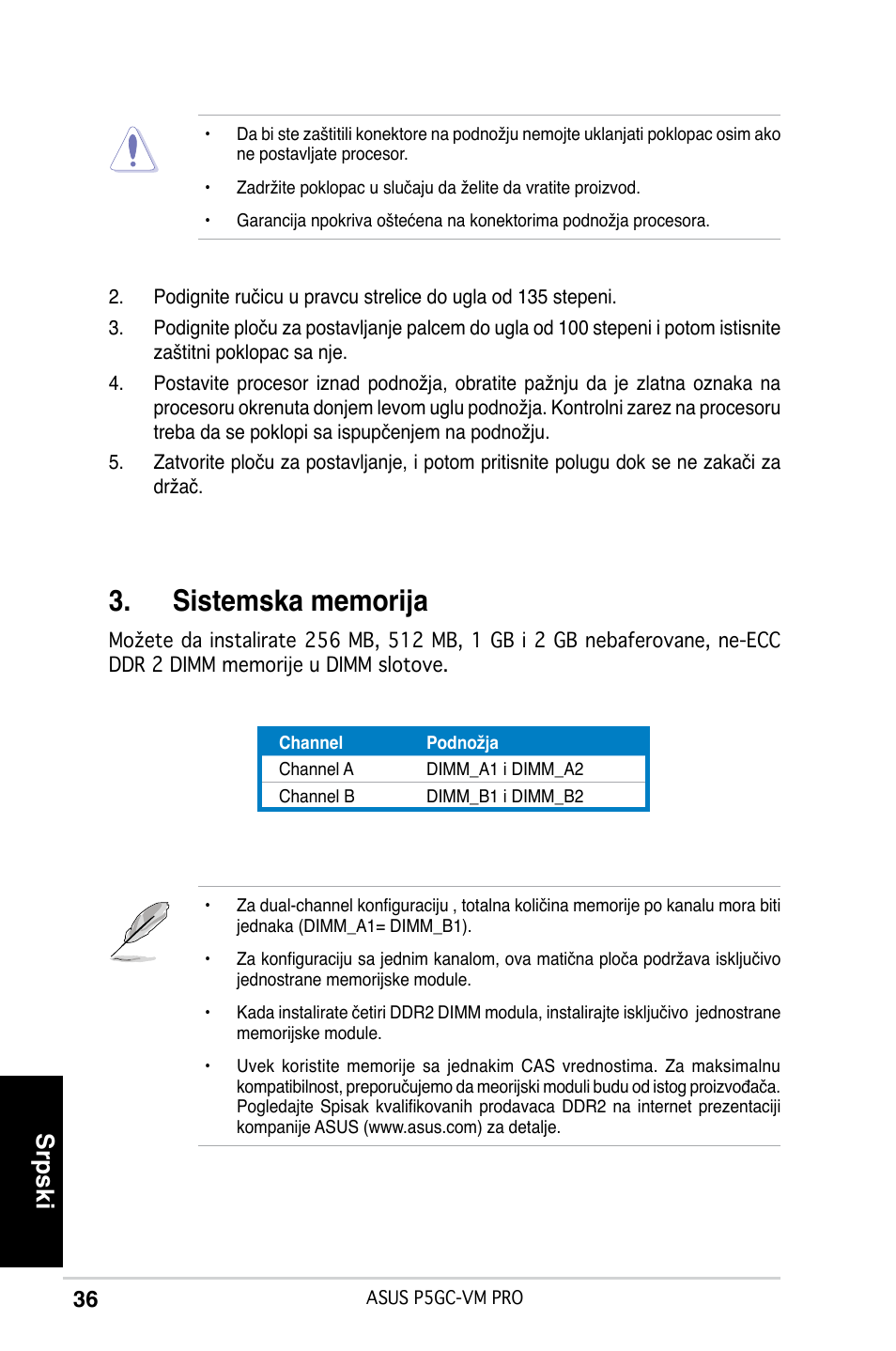 Srpski | Asus P5GC-VM Pro User Manual | Page 36 / 38