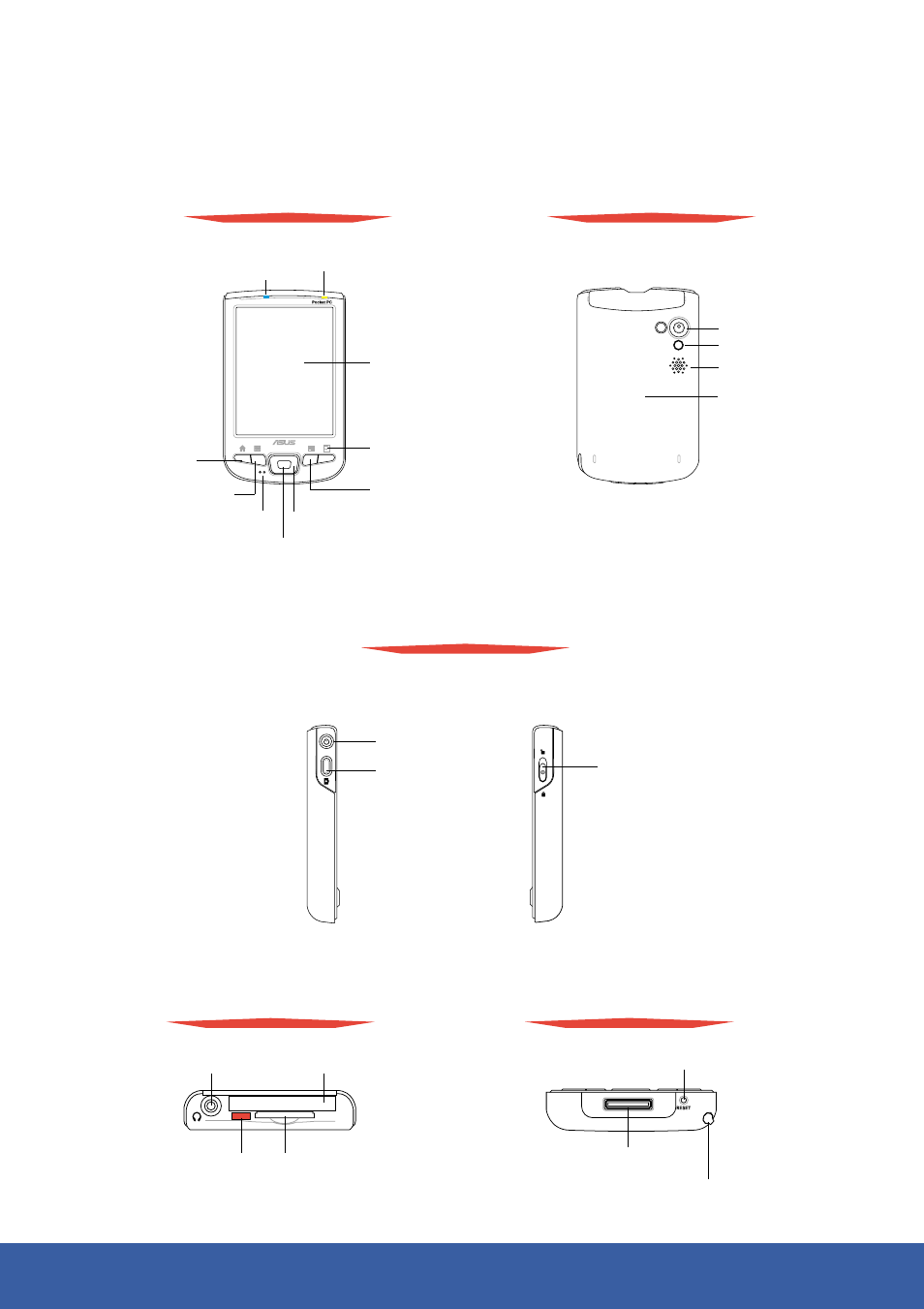 Getting to know mypal, Front features, Left side right side | Asus MyPal A730 User Manual | Page 2 / 6