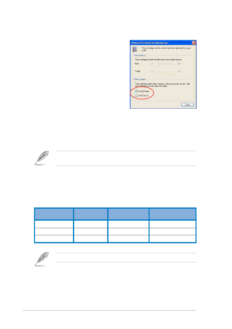 Rear panel audio ports function variation, Adjusting the microphone settings | Asus K8V SE Deluxe User Manual | Page 122 / 140