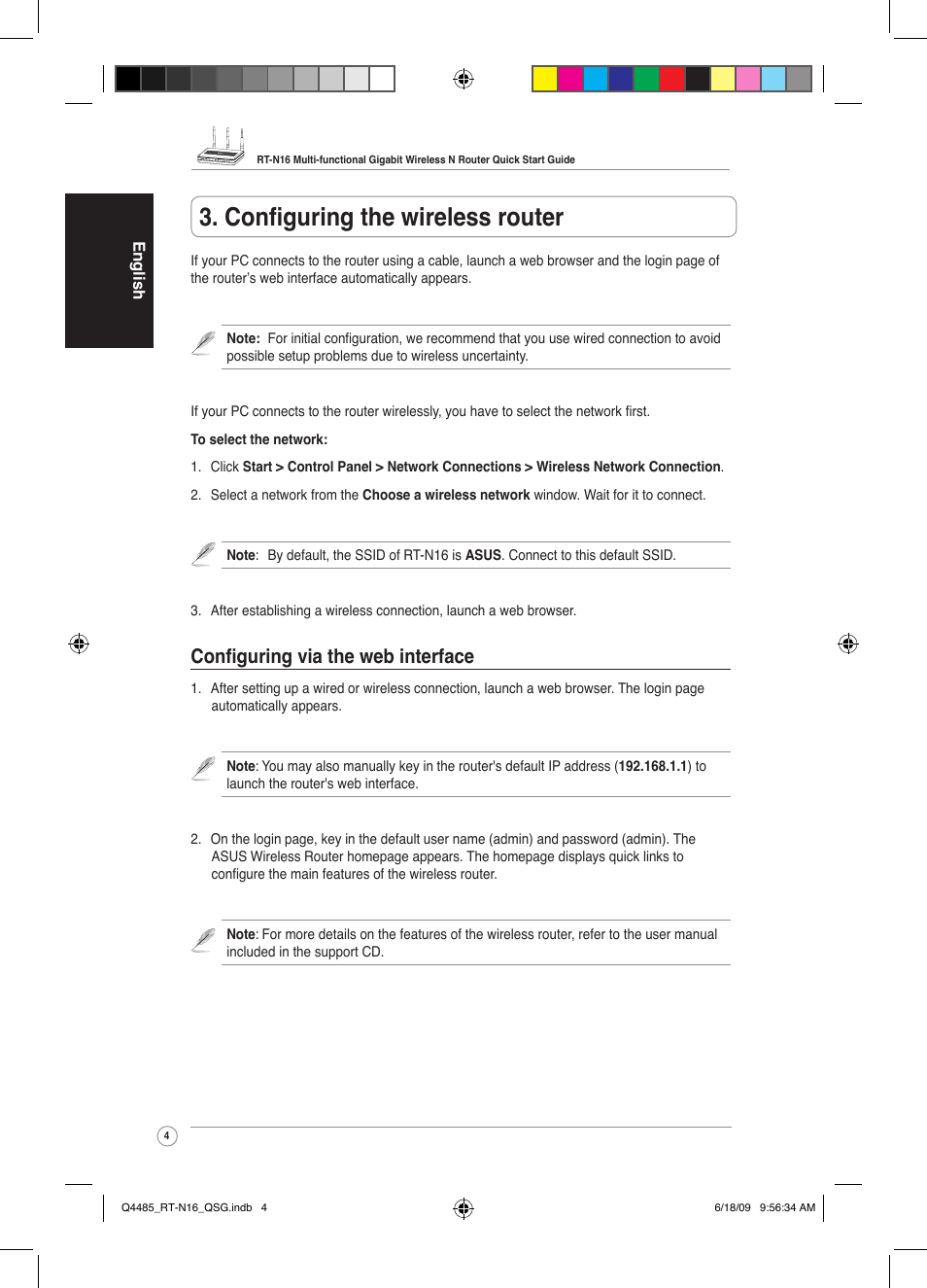 Configuring the wireless router, Configuring via the web interface | Asus RT-N16 User Manual | Page 13 / 110