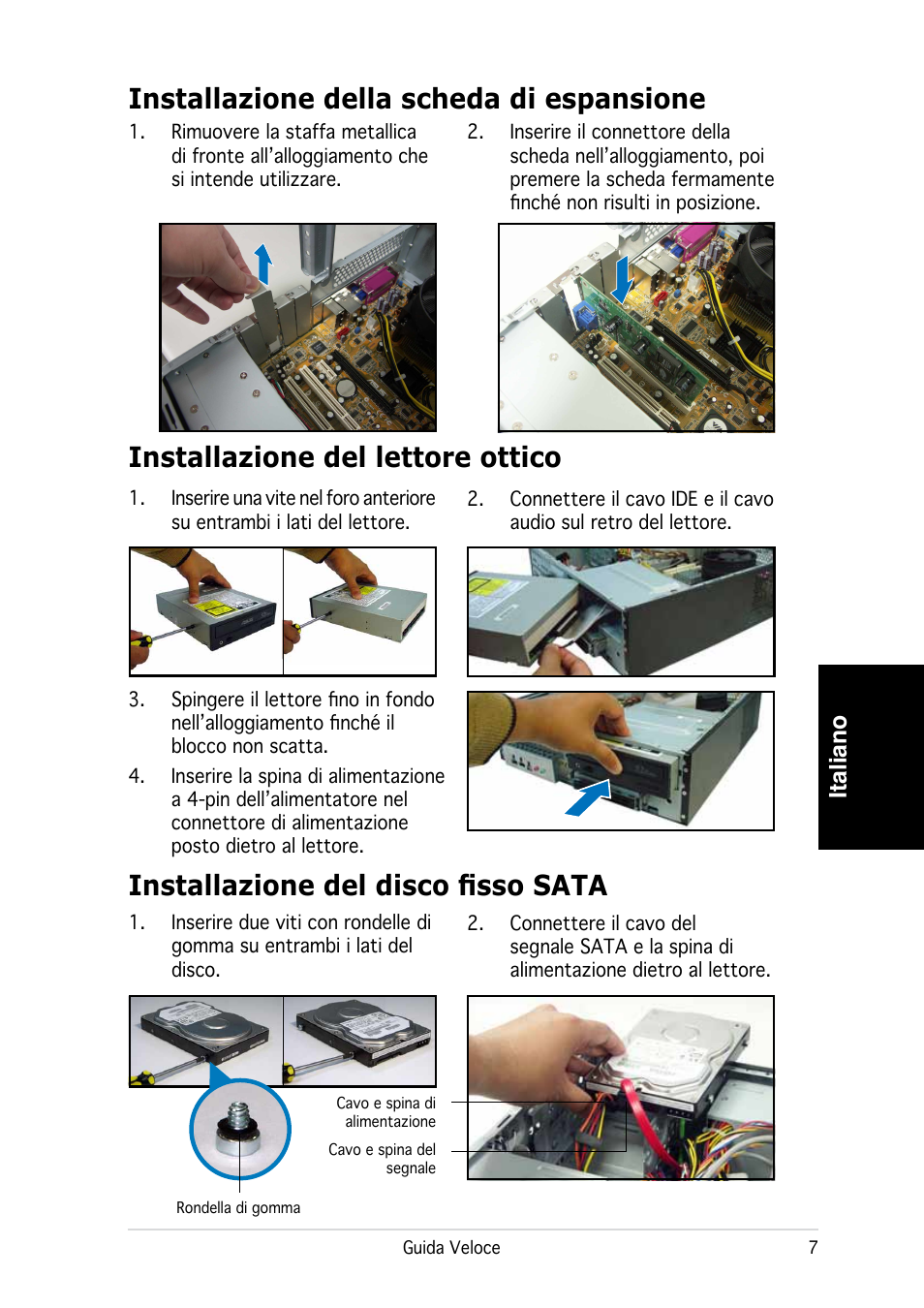 Installazione del disco fi sso sata, Italiano | Asus P3-PE5 User Manual | Page 31 / 80