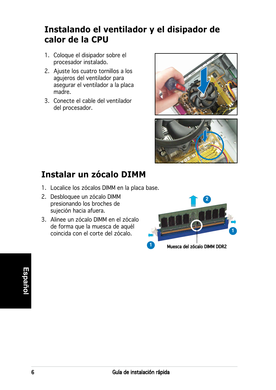 Instalar un zócalo dimm, Español | Asus P3-PE5 User Manual | Page 38 / 80