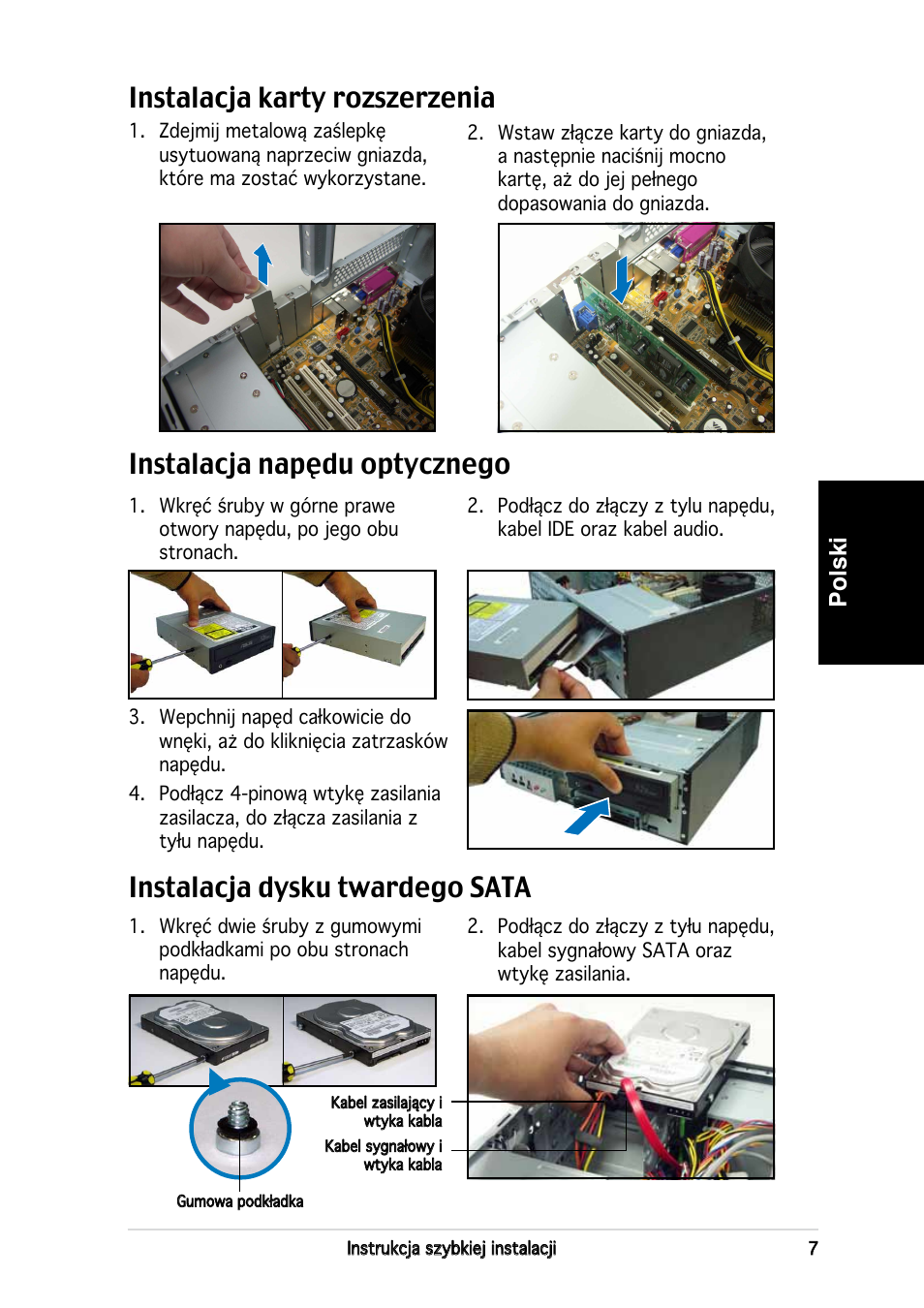 Instalacja dysku twardego sata, Polski | Asus P3-PE5 User Manual | Page 71 / 80