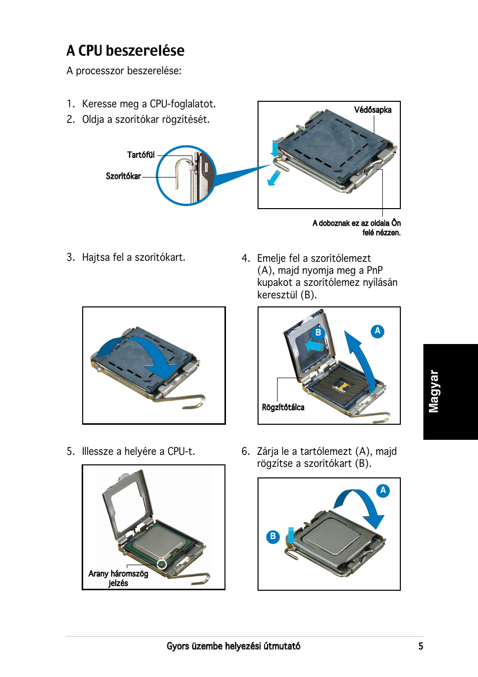 A cpu beszerelése, Magyar | Asus P3-PE5 User Manual | Page 77 / 80