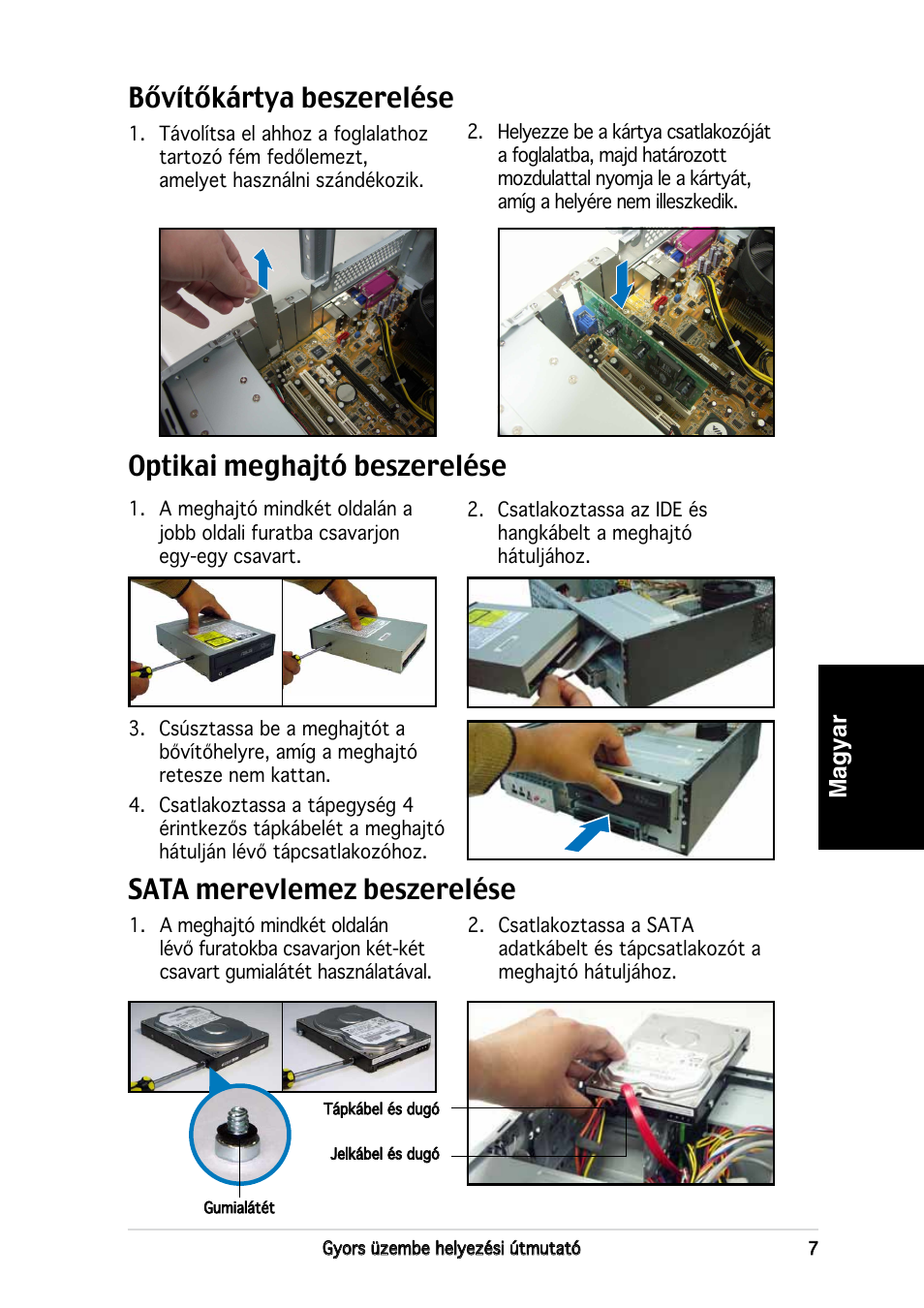 Sata merevlemez beszerelése, Magyar | Asus P3-PE5 User Manual | Page 79 / 80