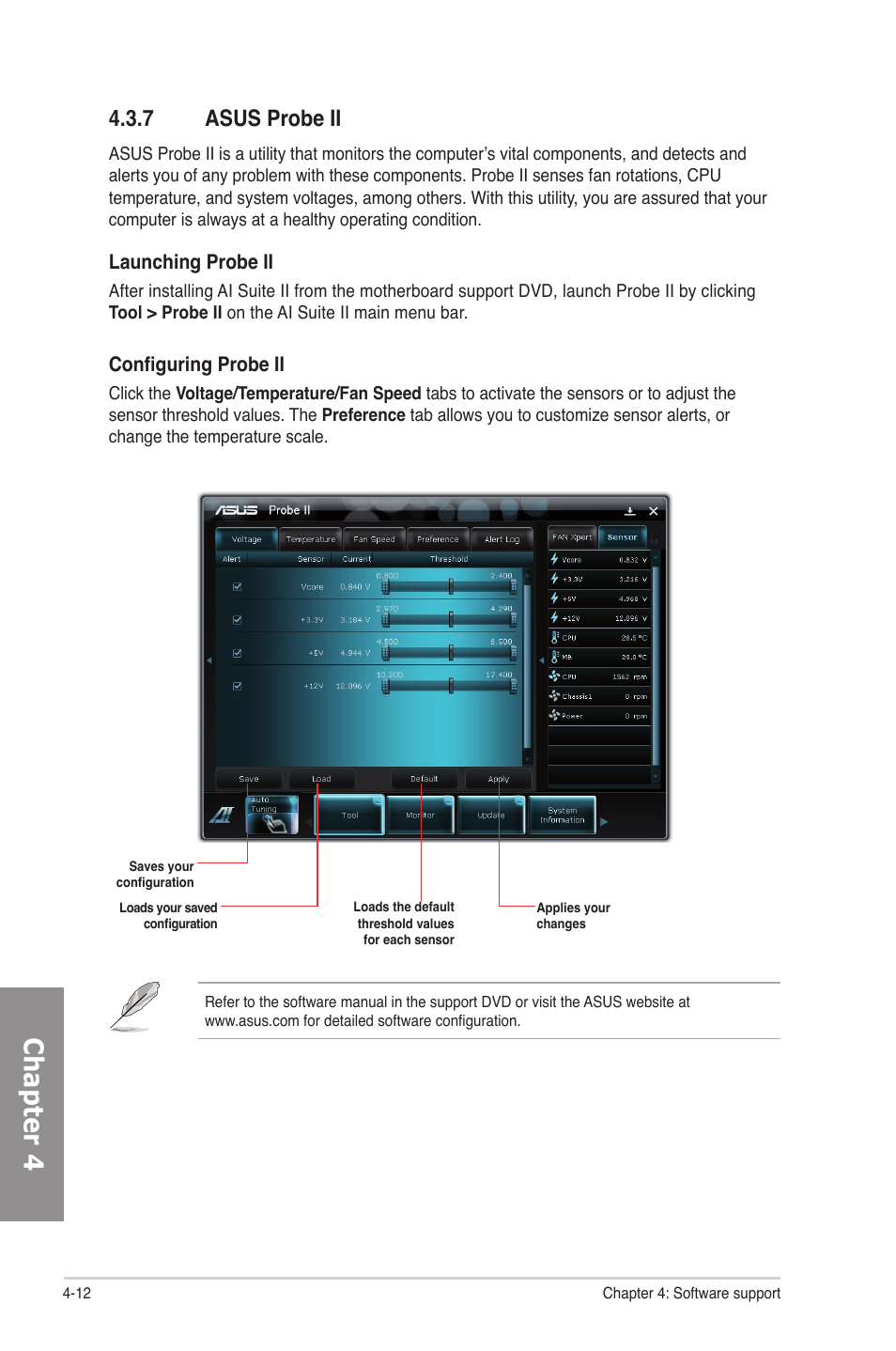 7 asus probe ii, Asus probe ii -12, Chapter 4 | Asus P8P67 EVO User Manual | Page 114 / 134
