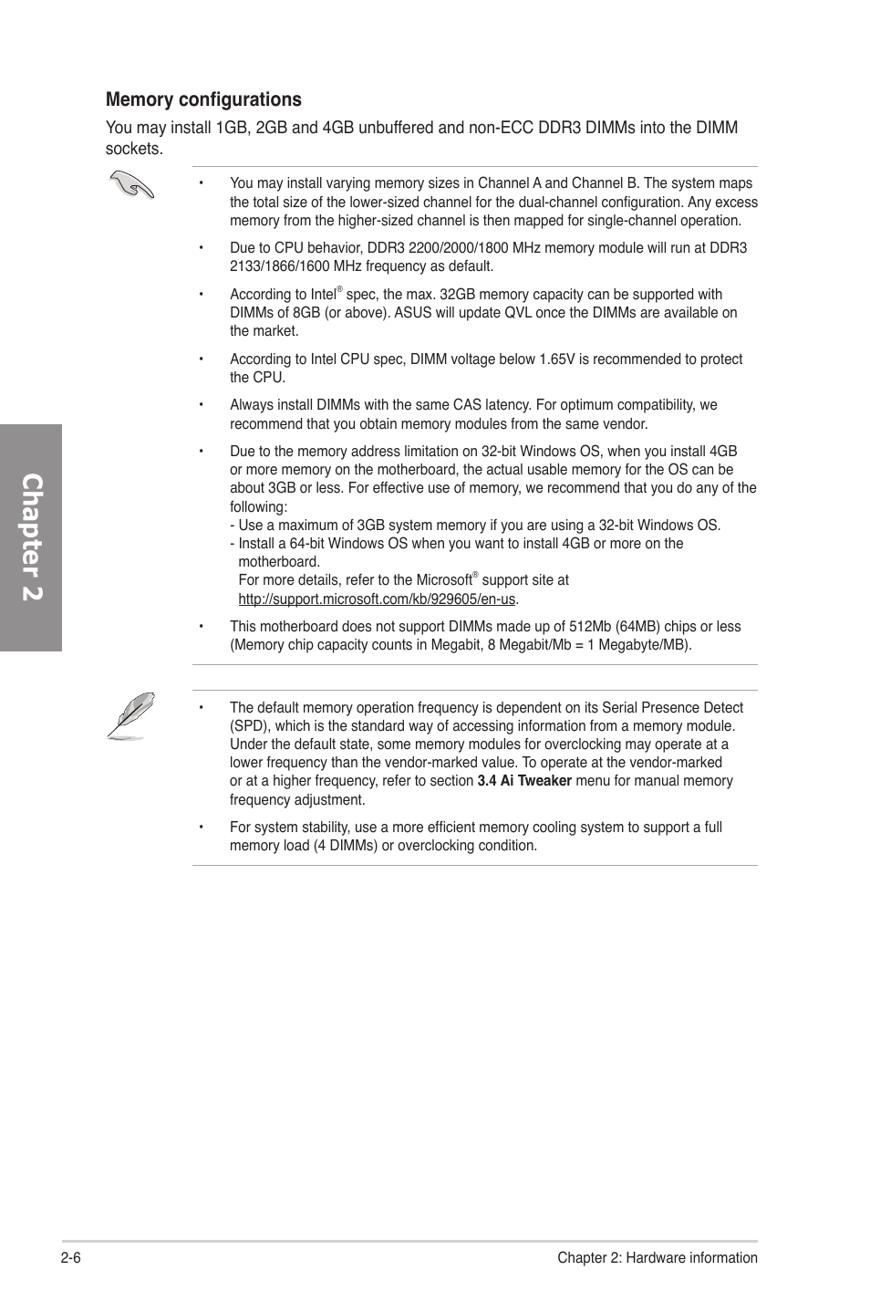 Chapter 2 | Asus P8P67 EVO User Manual | Page 24 / 134