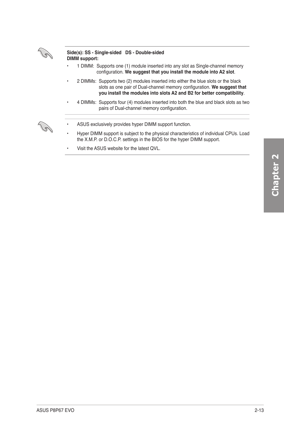 Chapter 2 | Asus P8P67 EVO User Manual | Page 31 / 134