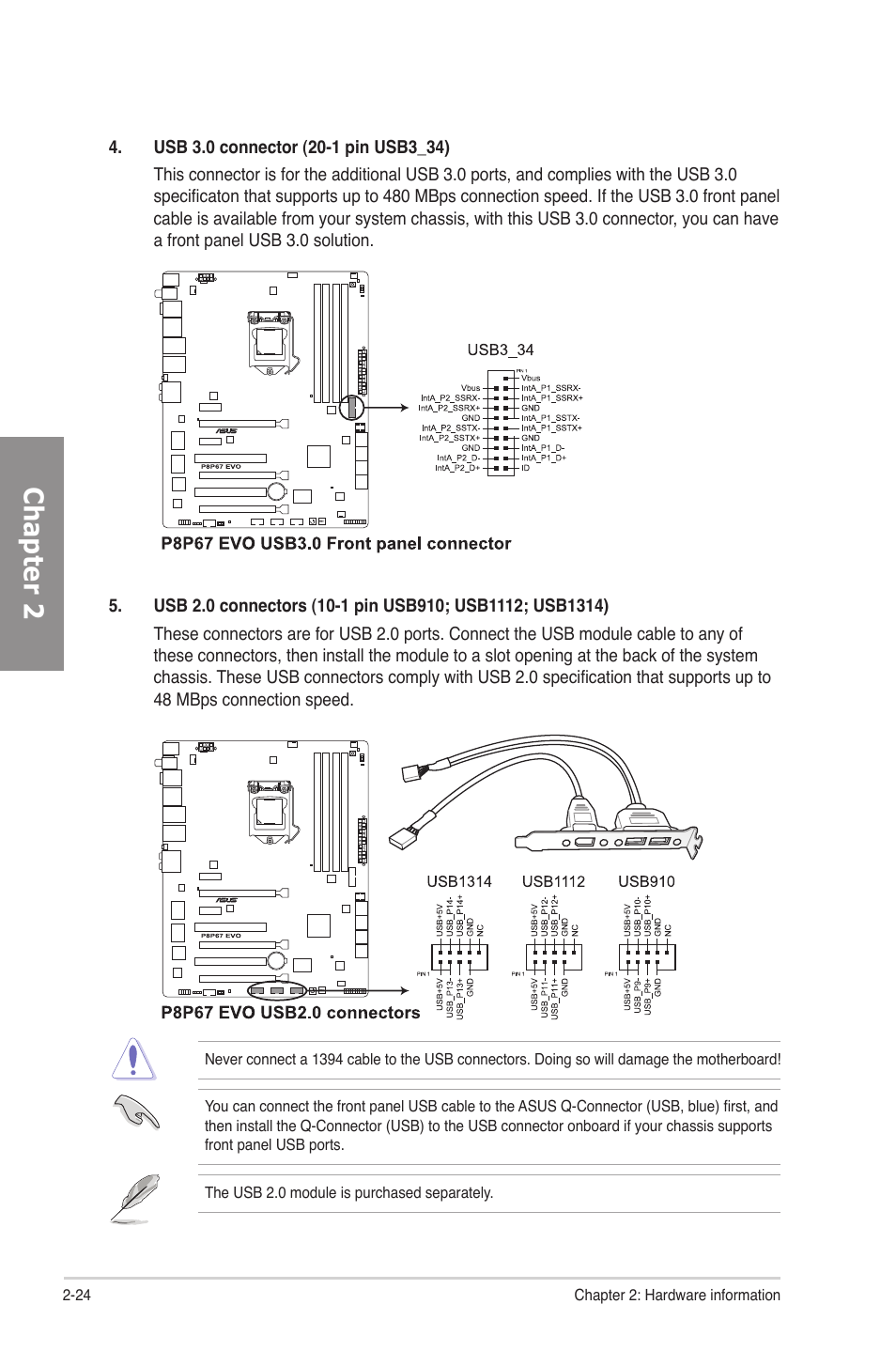 Chapter 2 | Asus P8P67 EVO User Manual | Page 42 / 134