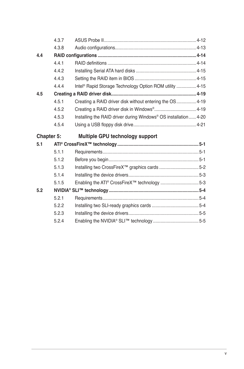 Asus P8P67 EVO User Manual | Page 5 / 134
