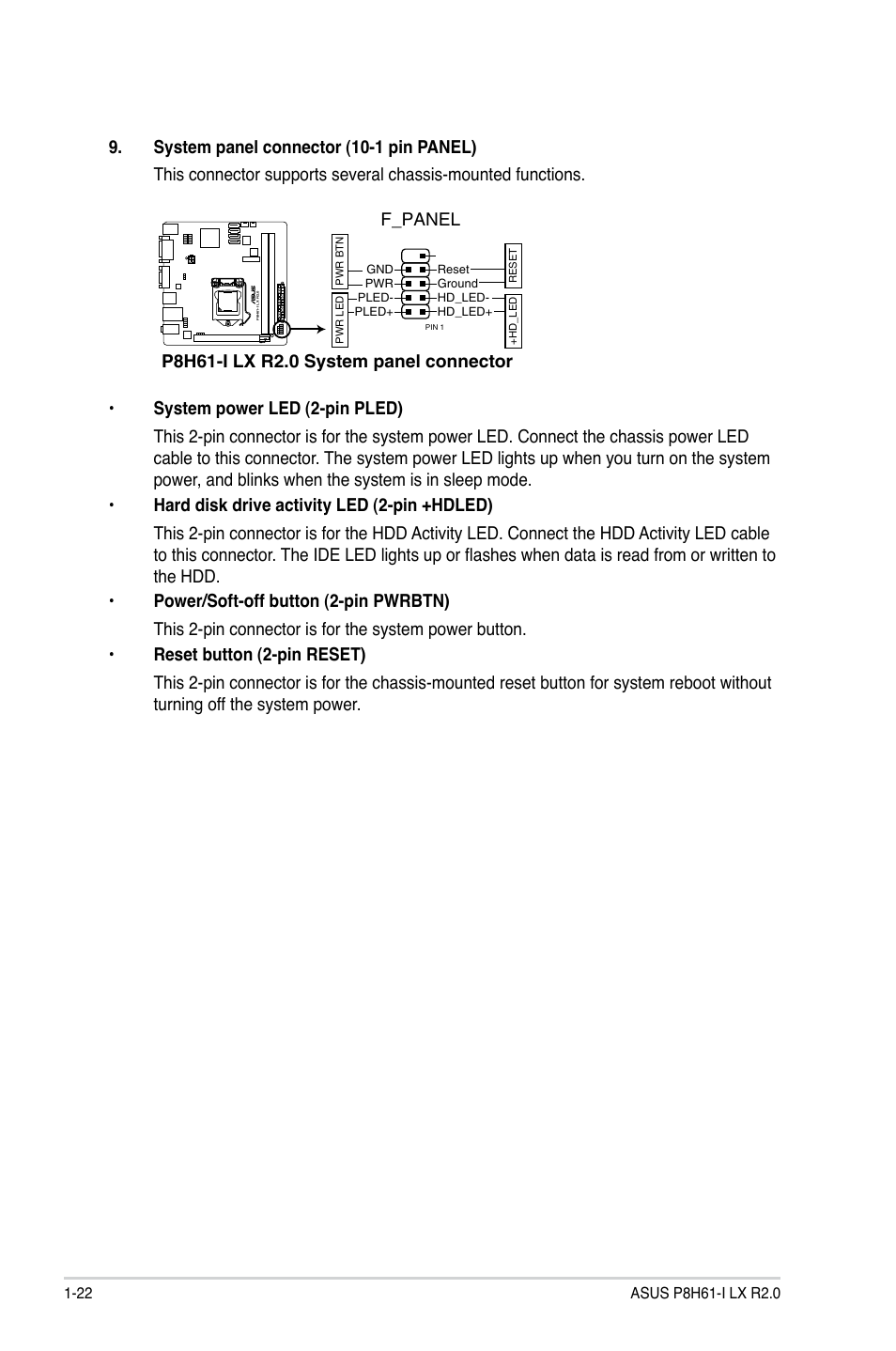 F_panel | Asus P8H61-I LX R2.0/RM/SI User Manual | Page 32 / 66