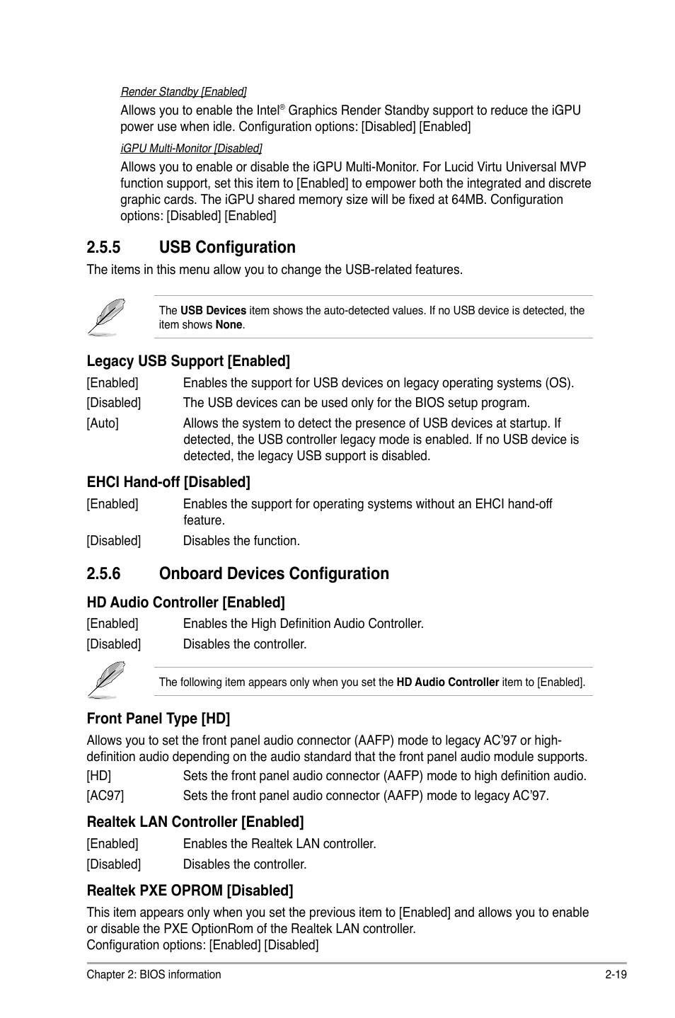 5 usb configuration, 6 onboard devices configuration, Usb configuration -19 | Onboard devices configuration -19 | Asus P8H61-I LX R2.0/RM/SI User Manual | Page 53 / 66