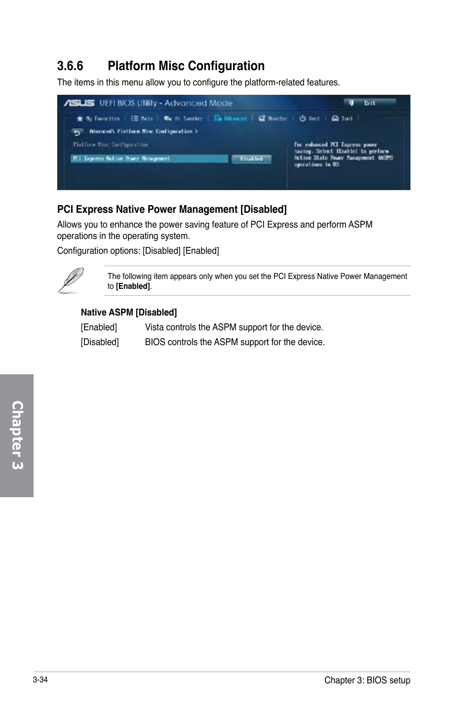 6 platform misc configuration, Platform misc configuration -34, Chapter 3 | Asus P9D WS User Manual | Page 104 / 154