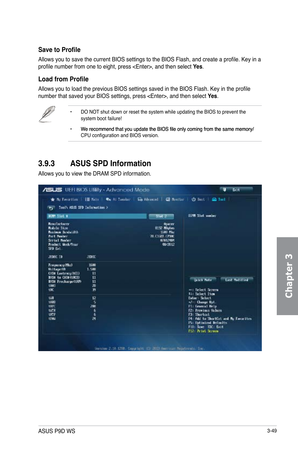 3 asus spd information, Asus spd information -49, Chapter 3 | Asus P9D WS User Manual | Page 119 / 154